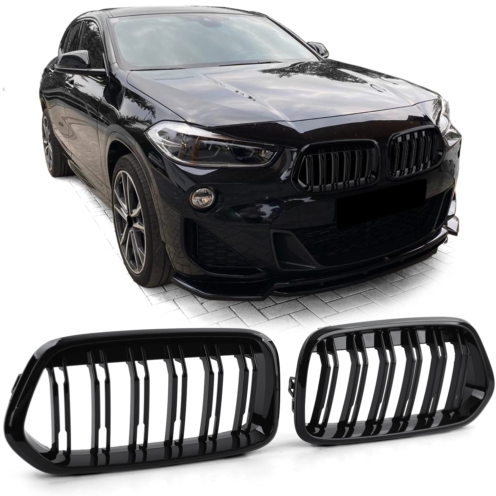 Sport Kühlergrill Doppelsteg Performance Glanz passend für BMW X2 F39 ab 18 von Tenzo-R