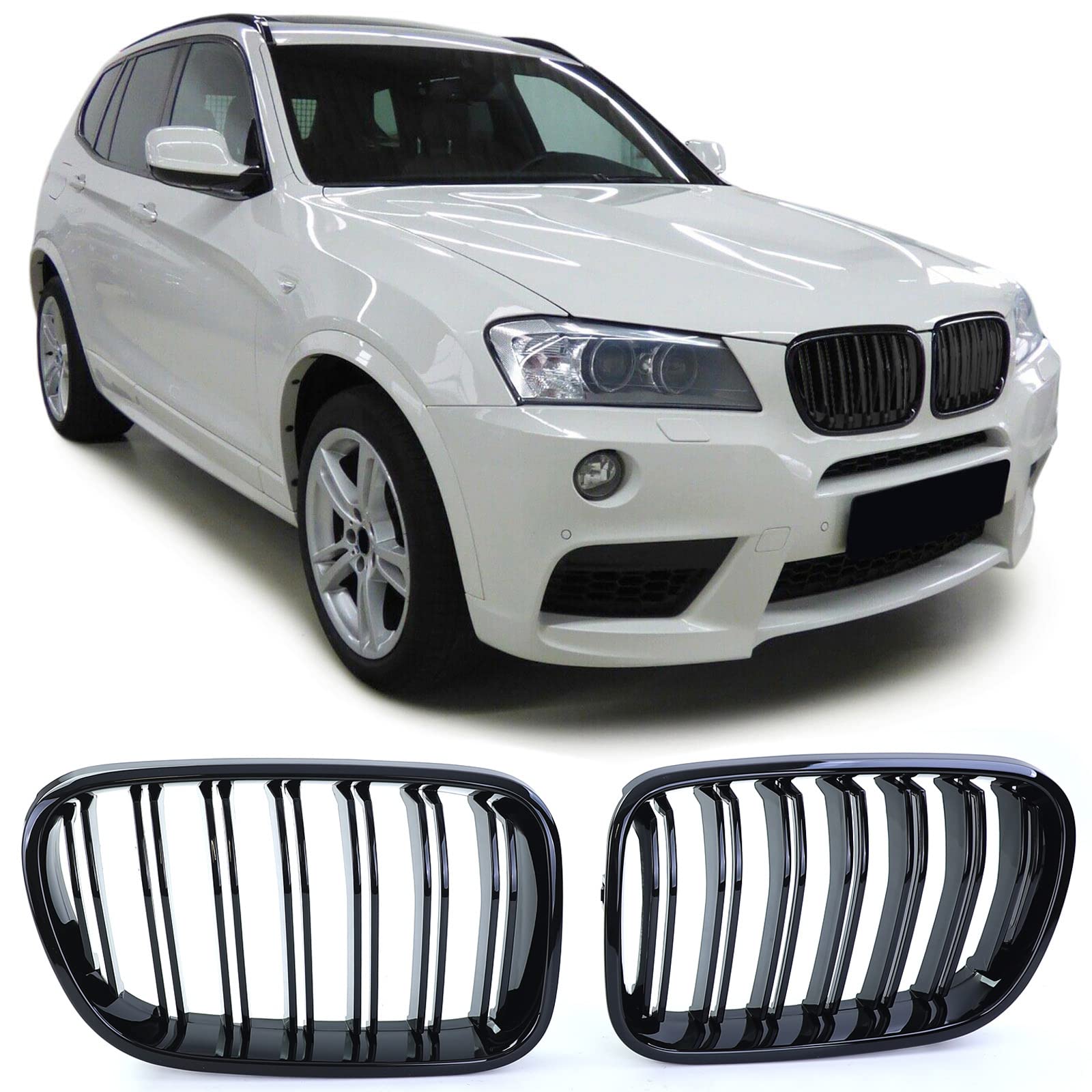 Sport Kühlergrill Doppelsteg Performance Glanz passend für BMW X3 F25 10-14 von Tenzo-R