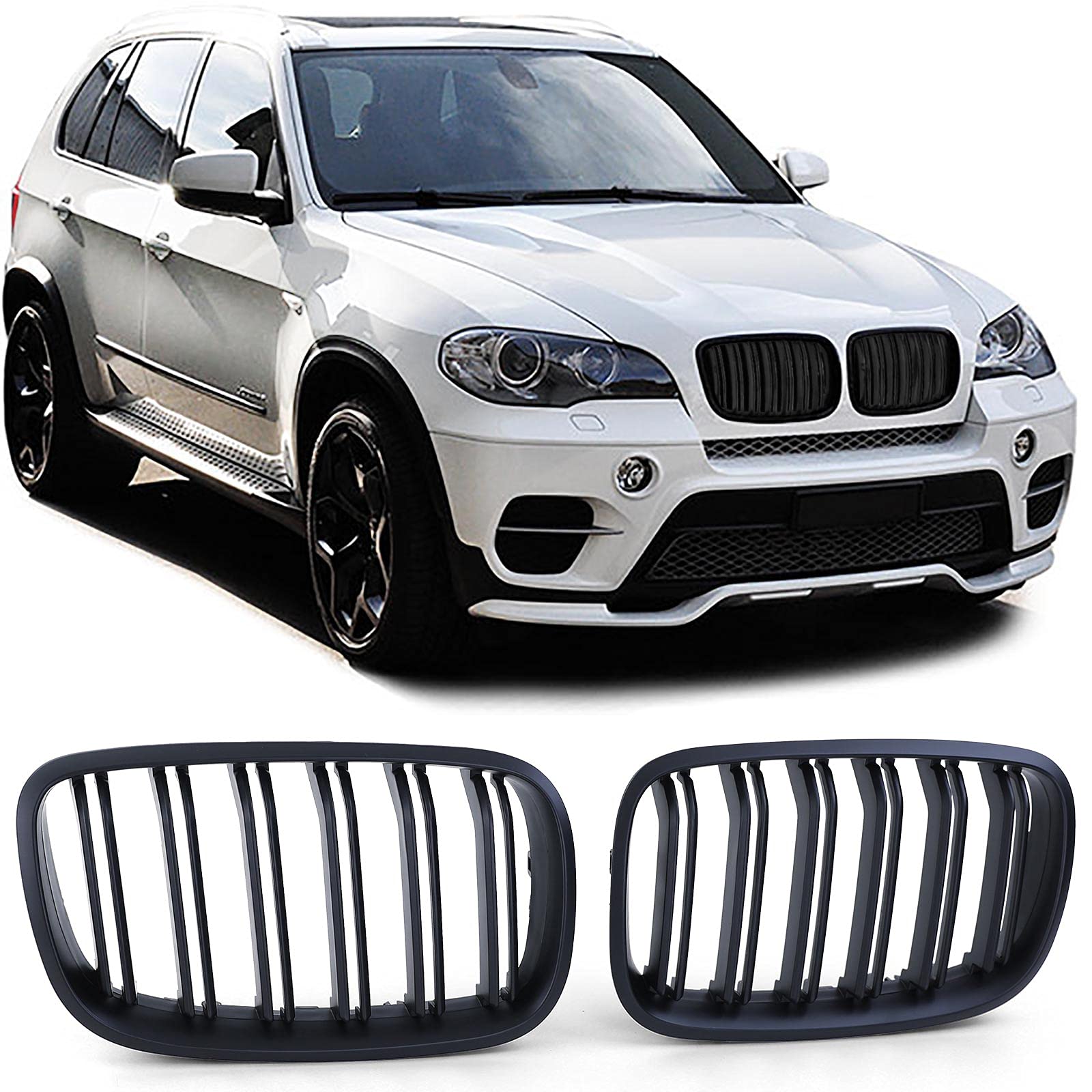 Sport Kühlergrill Doppelsteg Performance Matt passend für BMW X5 E70 X6 E71 von Tenzo-R