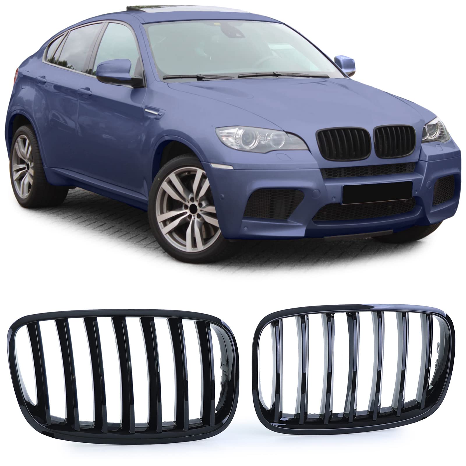 Sport Kühlergrill Performance Schwarz Glanz passend für BMW X5 E70 X6 E71 06-13 von Tenzo-R