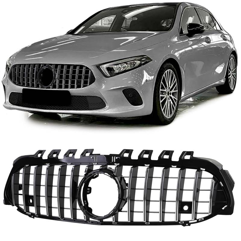 Sport Kühlergrill Schwarz Chrom für Mercedes A Klasse W177 V177 18-24 von Tenzo-R