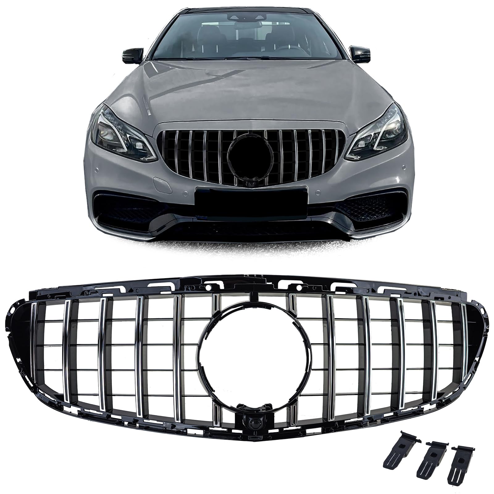 Sport Kühlergrill Schwarz Chrom passt für Mercedes E W212 S212 Facelift 13-16 Sport Kühlergrill Schwarz Chrom passt für Mercedes E W212 S212 Facelift 13-16 von Tenzo-R