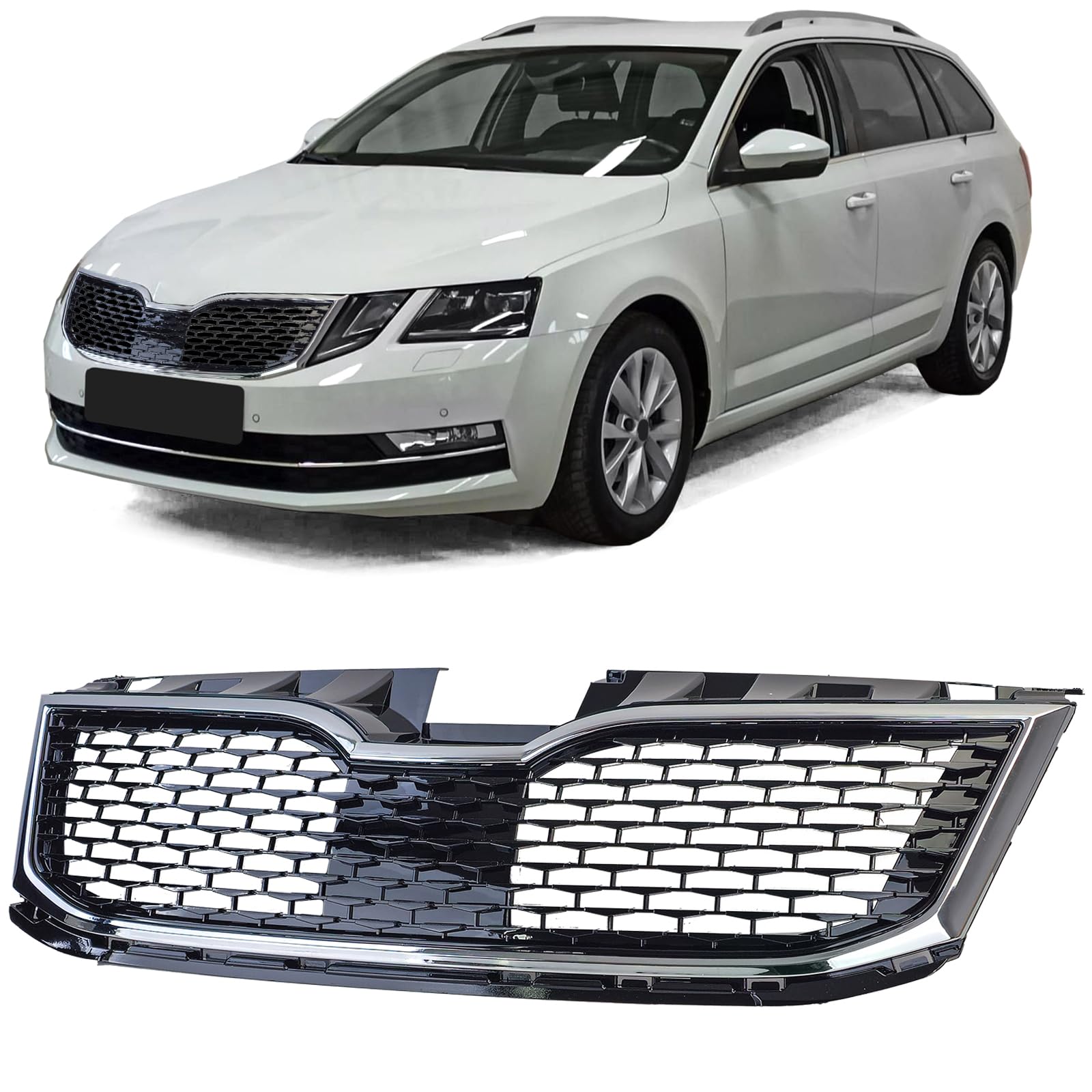 Sport Kühlergrill Schwarz Chrom passt für Skoda Octavia 5E Facelift 17-20 Sport Kühlergrill Schwarz Chrom passt für Skoda Octavia 5E Facelift 17-20 von Tenzo-R