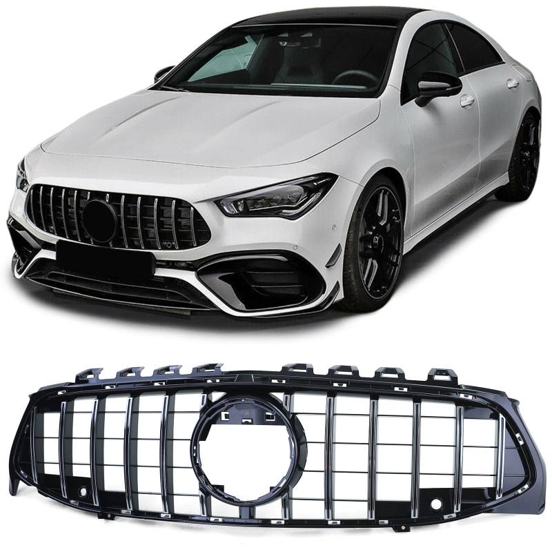 Sport Kühlergrill Schwarz Glanz Chrom für Mercedes CLA C118 X118 ab 19 von Tenzo-R