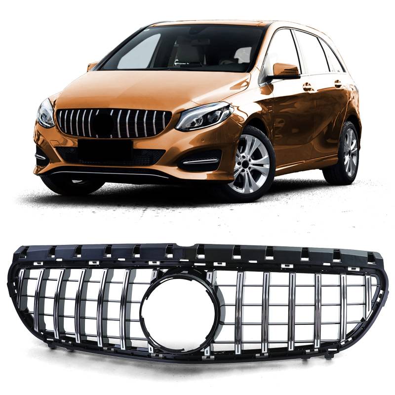 Sport Kühlergrill Schwarz Glanz Chrom passend für Mercedes B Klasse W246 14-18 von Tenzo-R