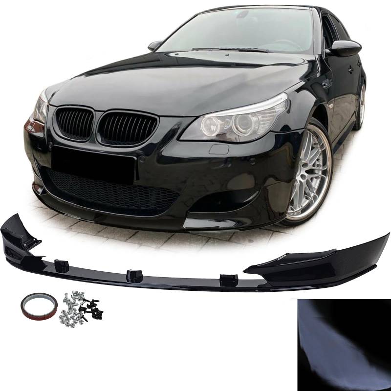 Sport Performance Frontspoiler Lippe Schwarz Glanz passend für BMW 5er E60 E61 von Tenzo-R