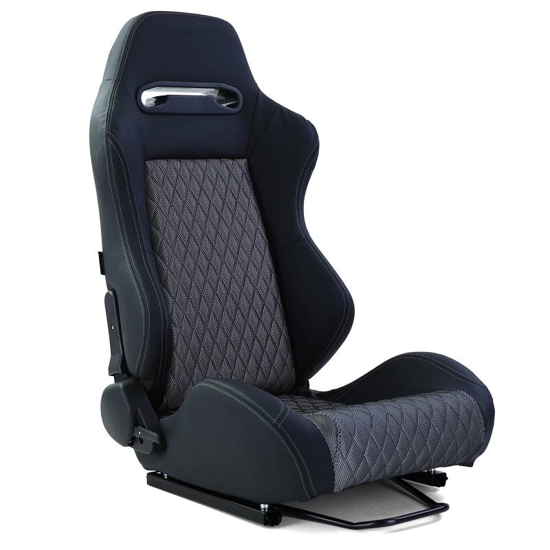Sportsitz Halbschalensitz Spielekonsole Sim Racing Schwarz Silber mit Rauten von Tenzo-R