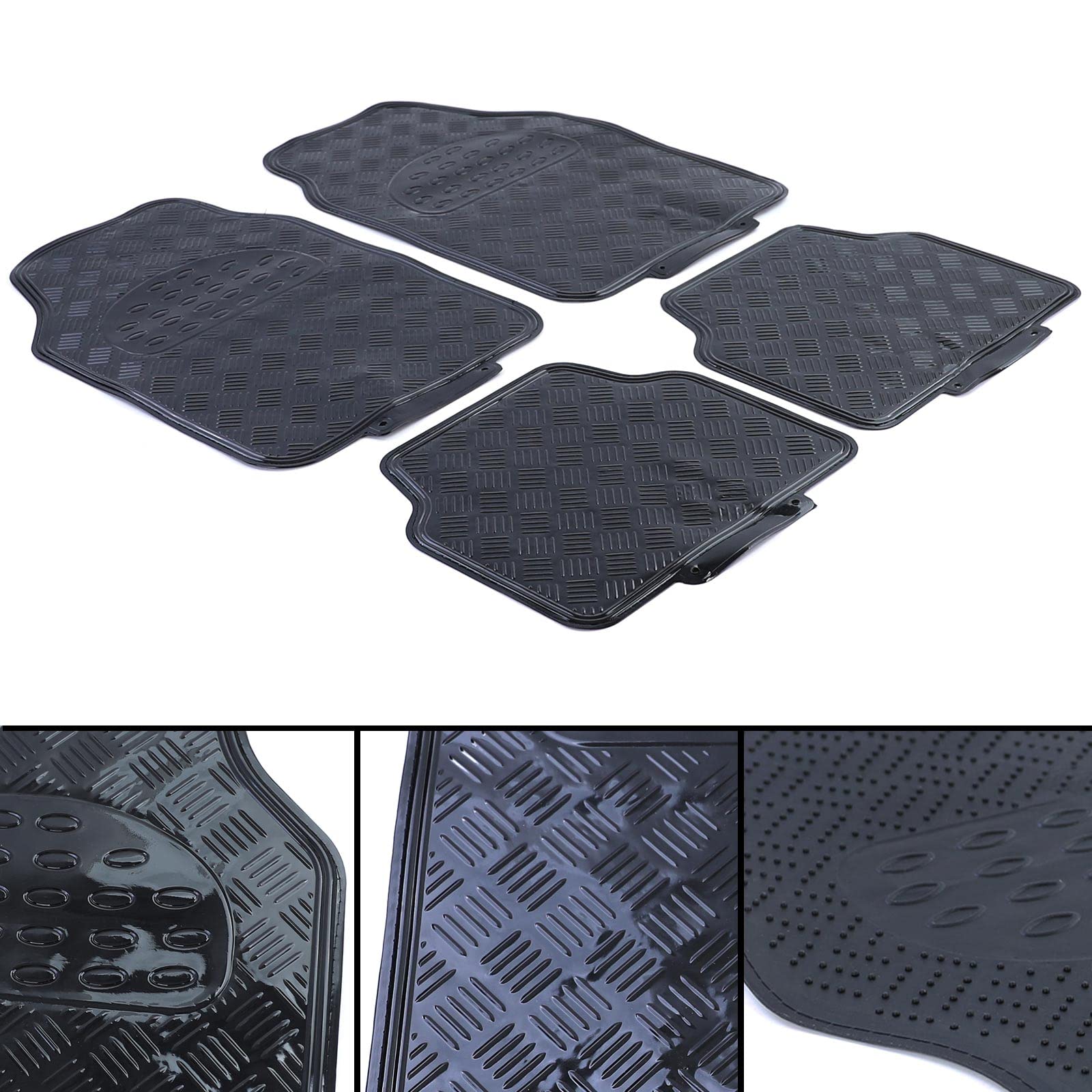 Auto Gummi Fußmatten universal Alu Riffelblech Optik 4-teilig Chrom Schwarz Auto Gummi Fußmatten universal Alu Riffelblech Optik 4-teilig Chrom Schwarz von Tenzo-R