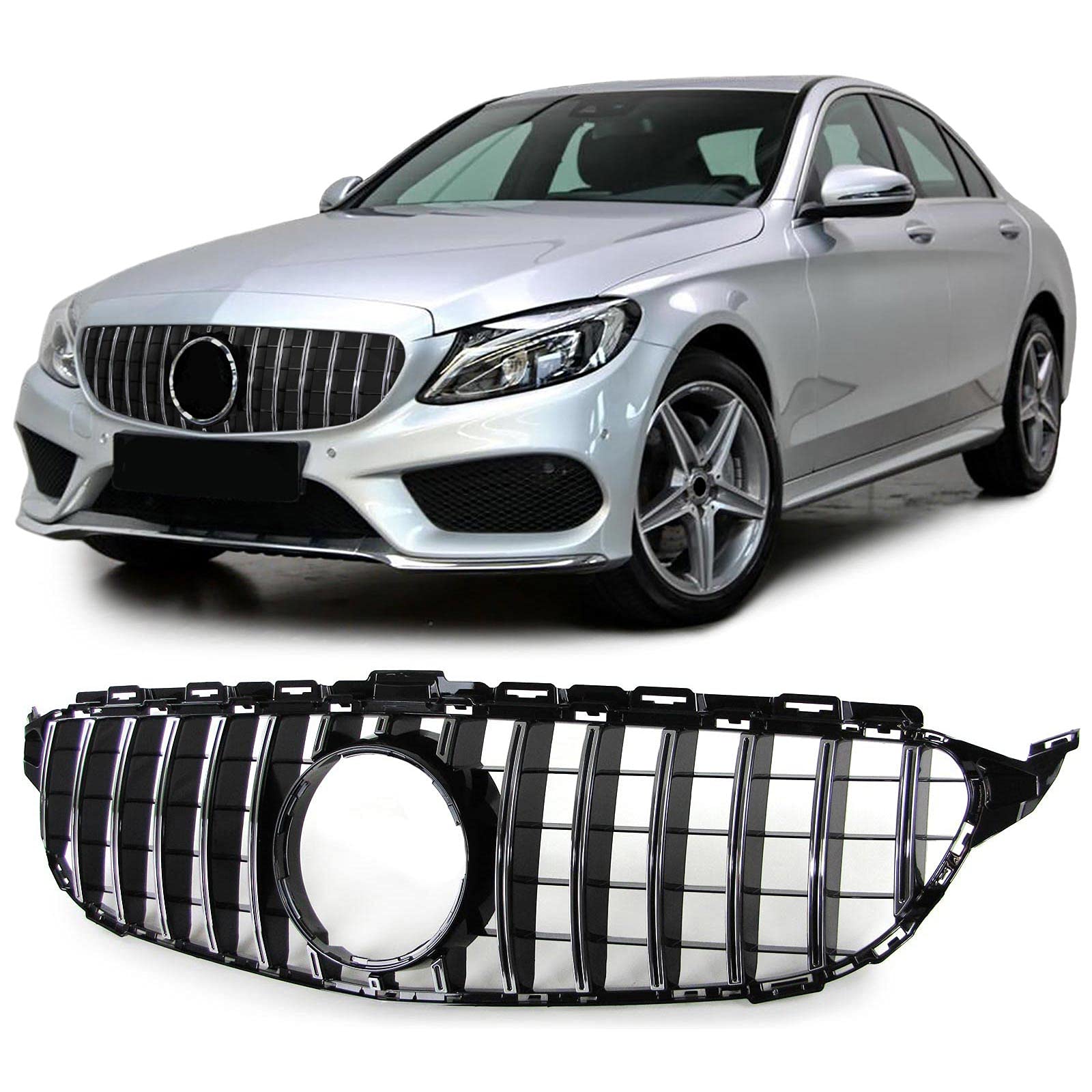 Sport Kühlergrill Schwarz Chrom für Mercedes C Klasse W205 S205 13-18 Sport Kühlergrill Schwarz Chrom für Mercedes C Klasse W205 S205 13-18 von Tenzo-R