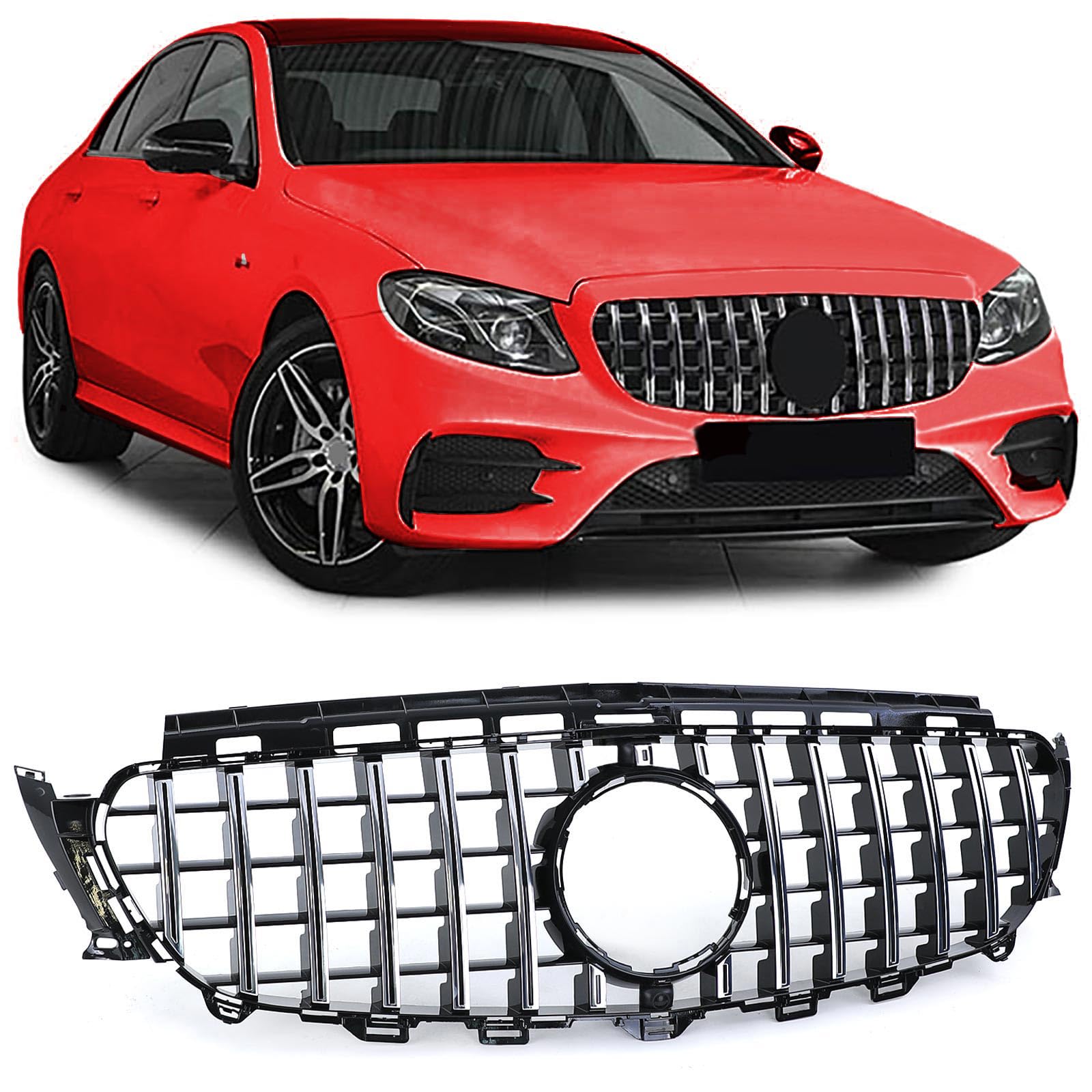 Sport Kühlergrill Schwarz Chrom passt für Mercedes E W213 S213 C238 A238 16-20 von Tenzo-R