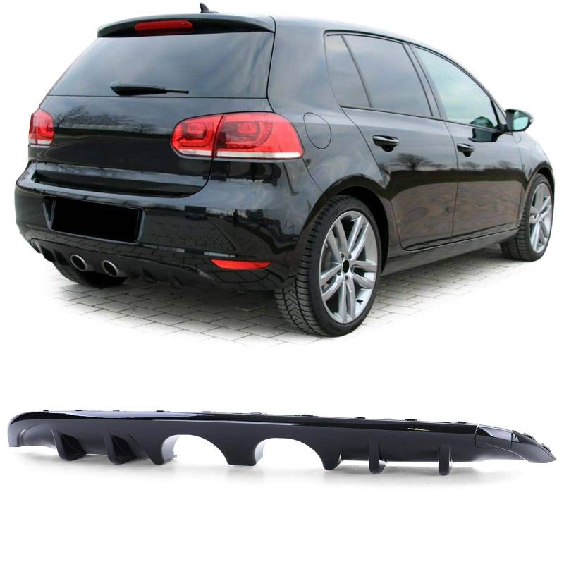 Sport Heckdiffusor Doppelrohr mittig Schwarz glanz für VW Golf 6 1K 08-13 von Tenzo-R