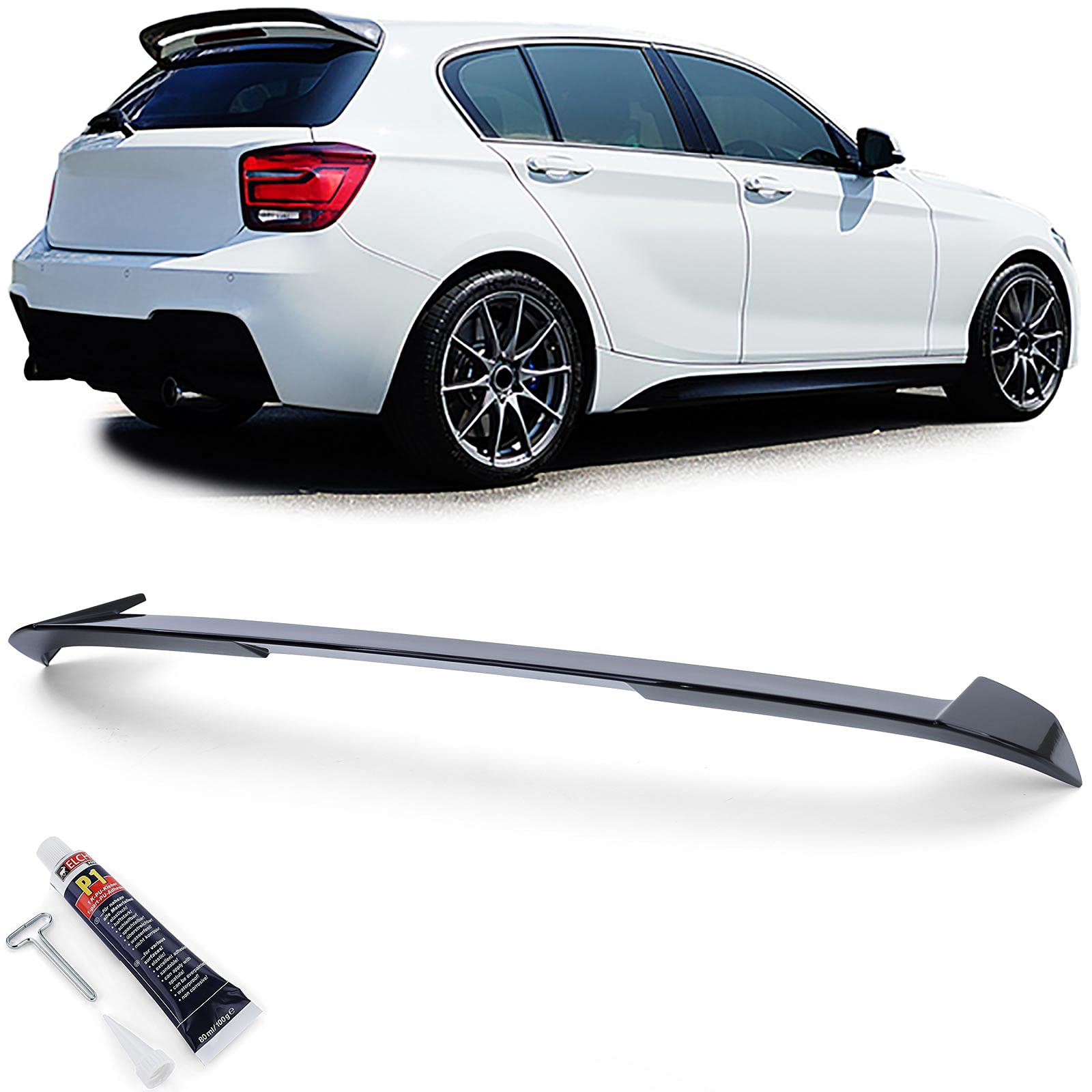 Dach Heckspoiler Sport Schwarz Glanz für BMW 1er F20 F21 Vorfacelift 11-15 von Tenzo-R