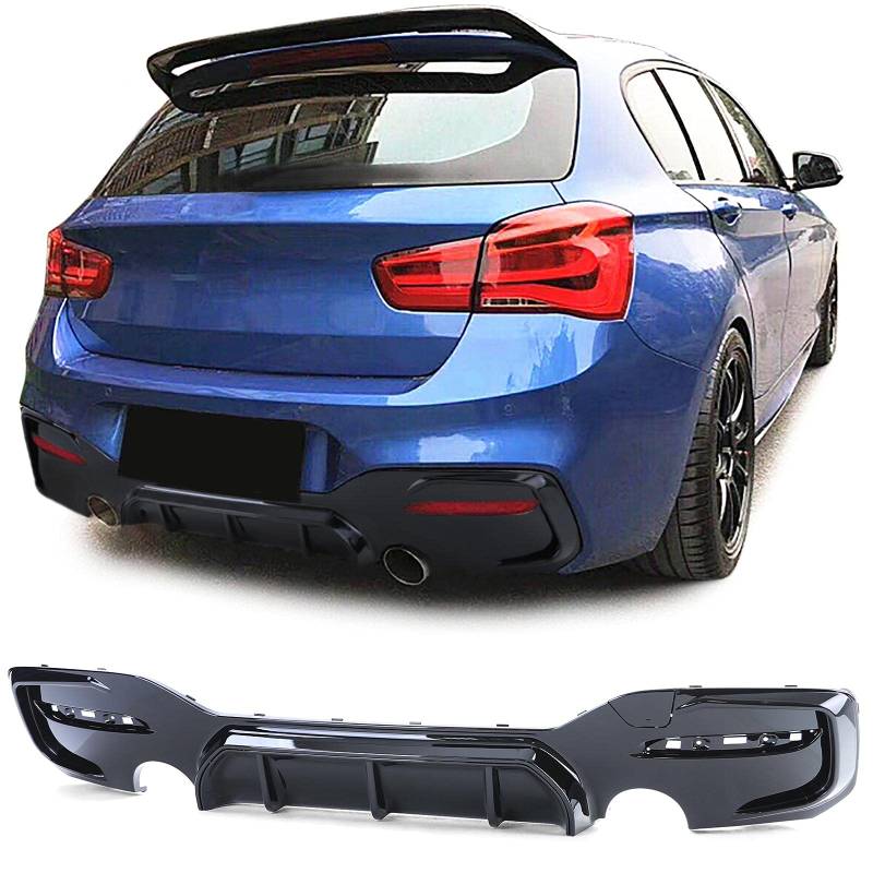 Sport Heckdiffusor Schwarz Glanz passend für BMW 1er F20 F21 15-19 LCI M135 M140 von Tenzo-R