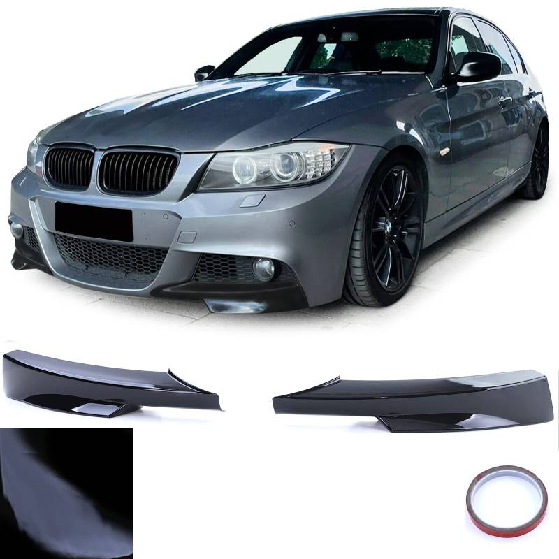 Front Spoiler Ecken Splitter Schwarz Glanz passend für 3er BMW E90 E91 08-12 von Tenzo-R
