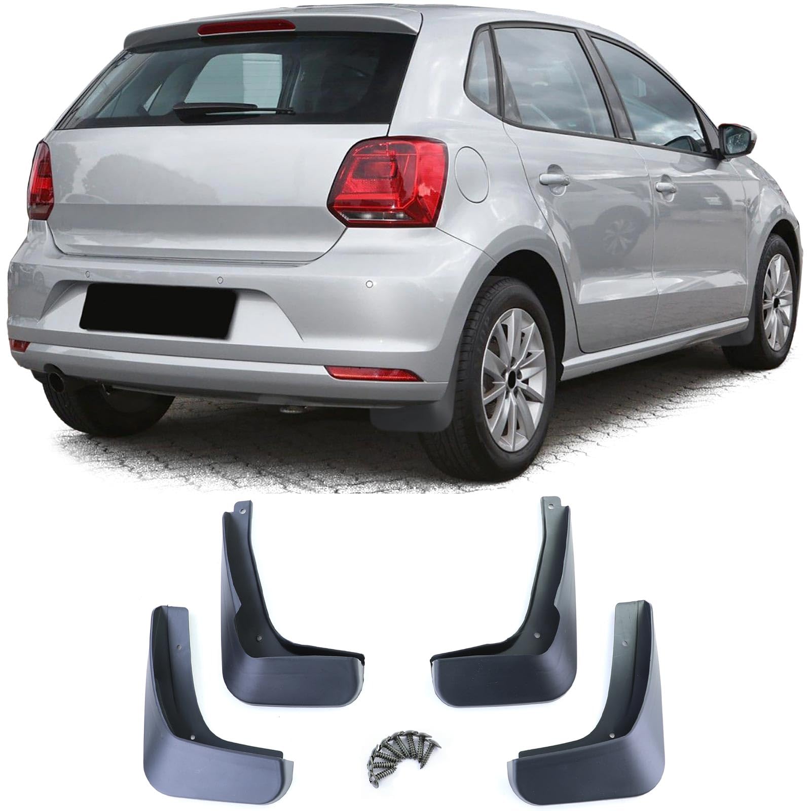 Schmutzfänger Set vorne und hinten Schwarz für VW Polo 5 Facelift 6C ab 14-17 Schmutzfänger Set vorne und hinten Schwarz für VW Polo 5 Facelift 6C ab 14-17 von Tenzo-R