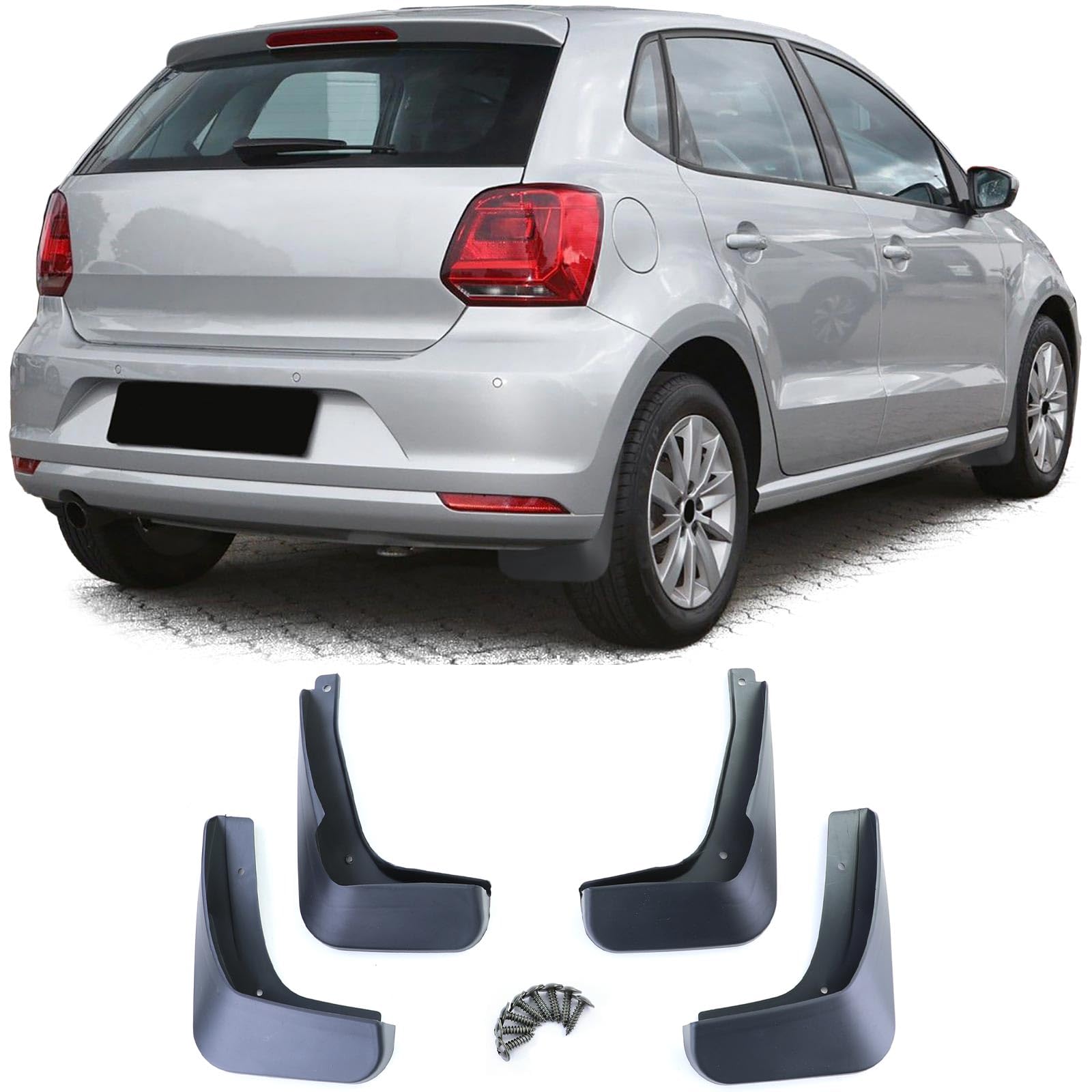 Schmutzfänger Set vorne und hinten Schwarz für VW Polo 5 Facelift 6C ab 14-17 von Tenzo-R