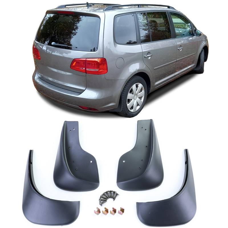 Schmutzfänger Set vorne und hinten Schwarz für VW Touran 1 1T 03-15 von Tenzo-R