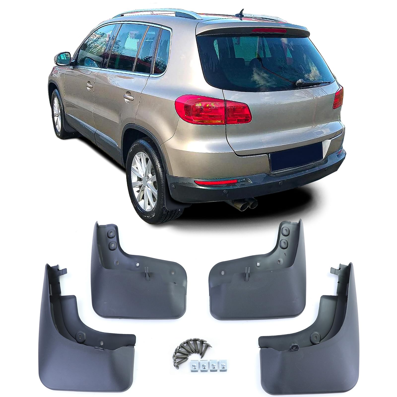 Schmutzfänger Set vorne und hinten Schwarz für VW Tiguan 1 5N 07-18 von Tenzo-R