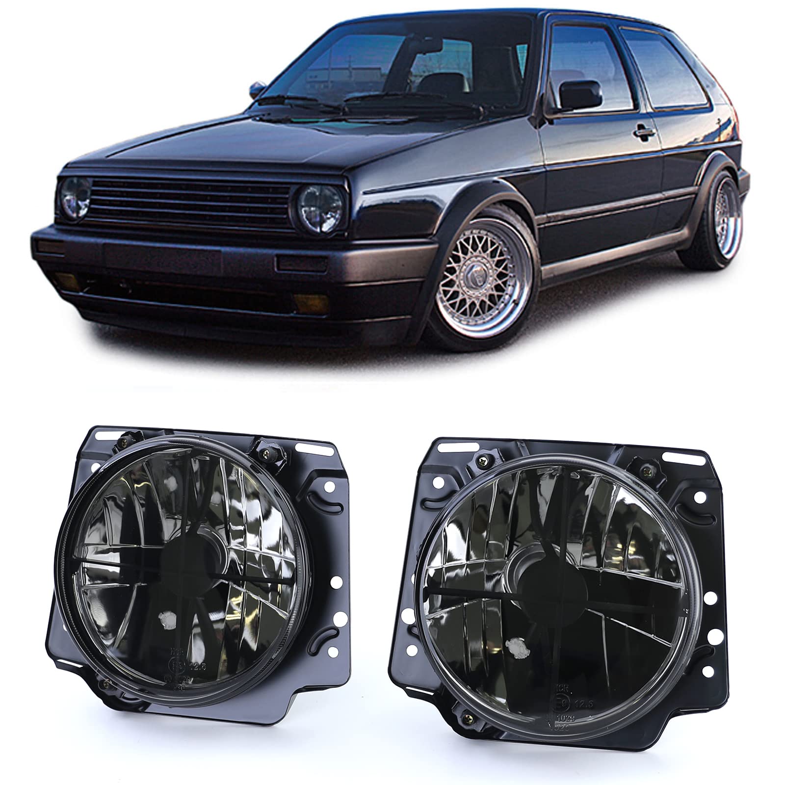 Klarglas Scheinwerfer mit Fadenkreuz Schwarz Smoke für VW Golf 2 83-91 Klarglas Scheinwerfer mit Fadenkreuz Schwarz Smoke für VW Golf 2 83-91 von Tenzo-R