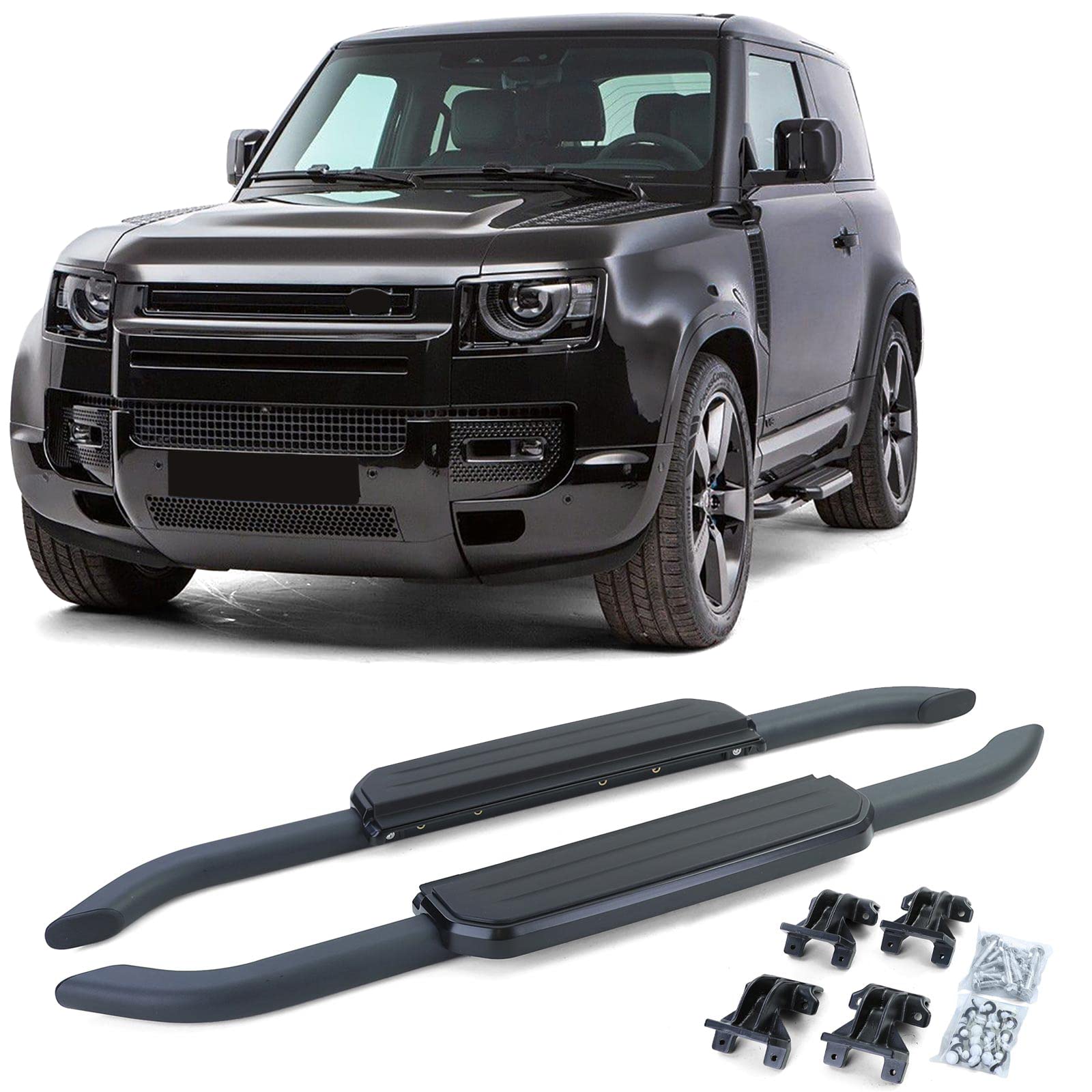 Trittbretter Seitenrohre Aluminium Schwarz für Land Rover Defender L663 90 ab 19 Trittbretter Seitenrohre Aluminium Schwarz für Land Rover Defender L663 90 ab 19 von Tenzo-R