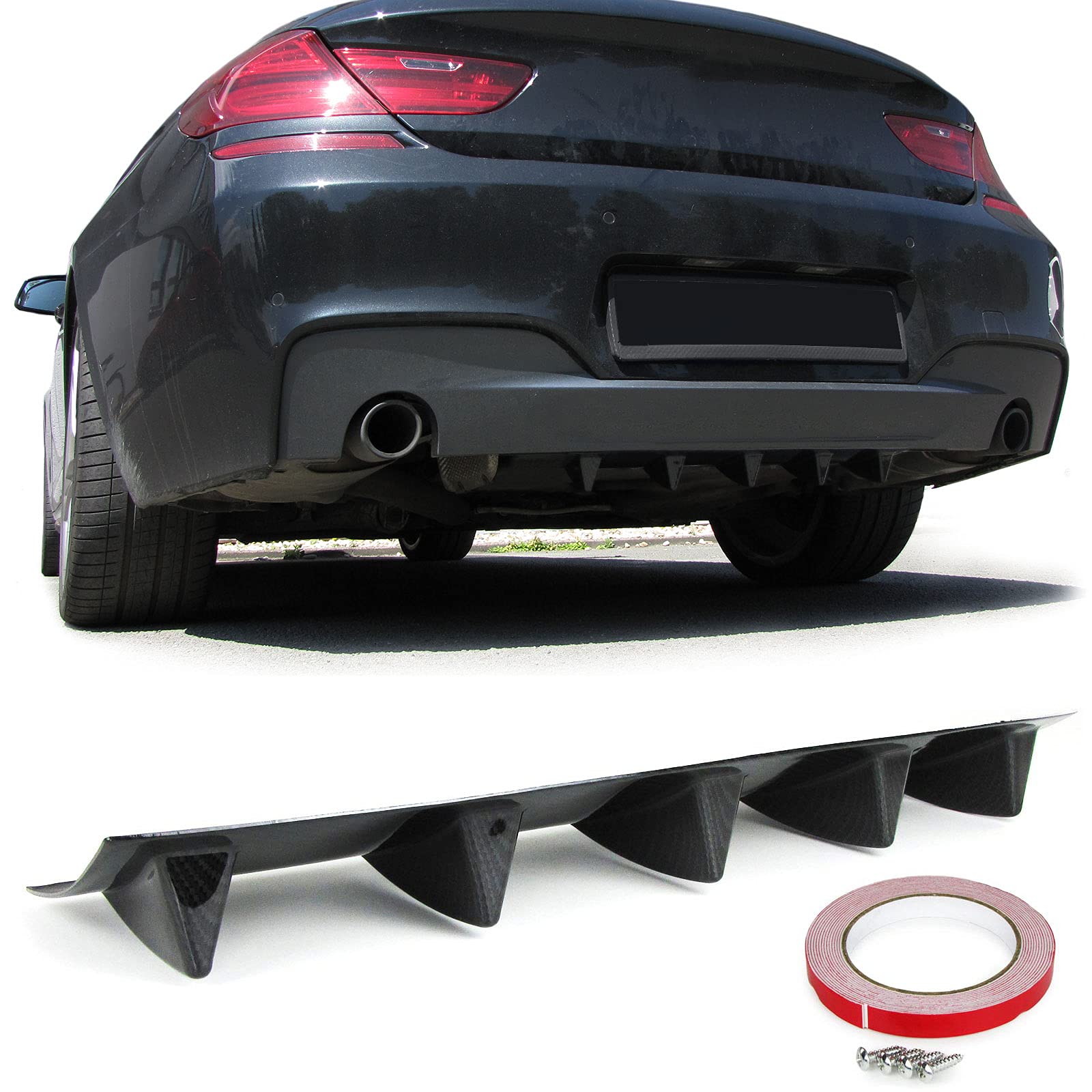 Universal Heck Diffusor für Stoßstange hinten mit 5 Finnen Carbon Optik Universal Heck Diffusor für Stoßstange hinten mit 5 Finnen Carbon Optik von Tenzo-R