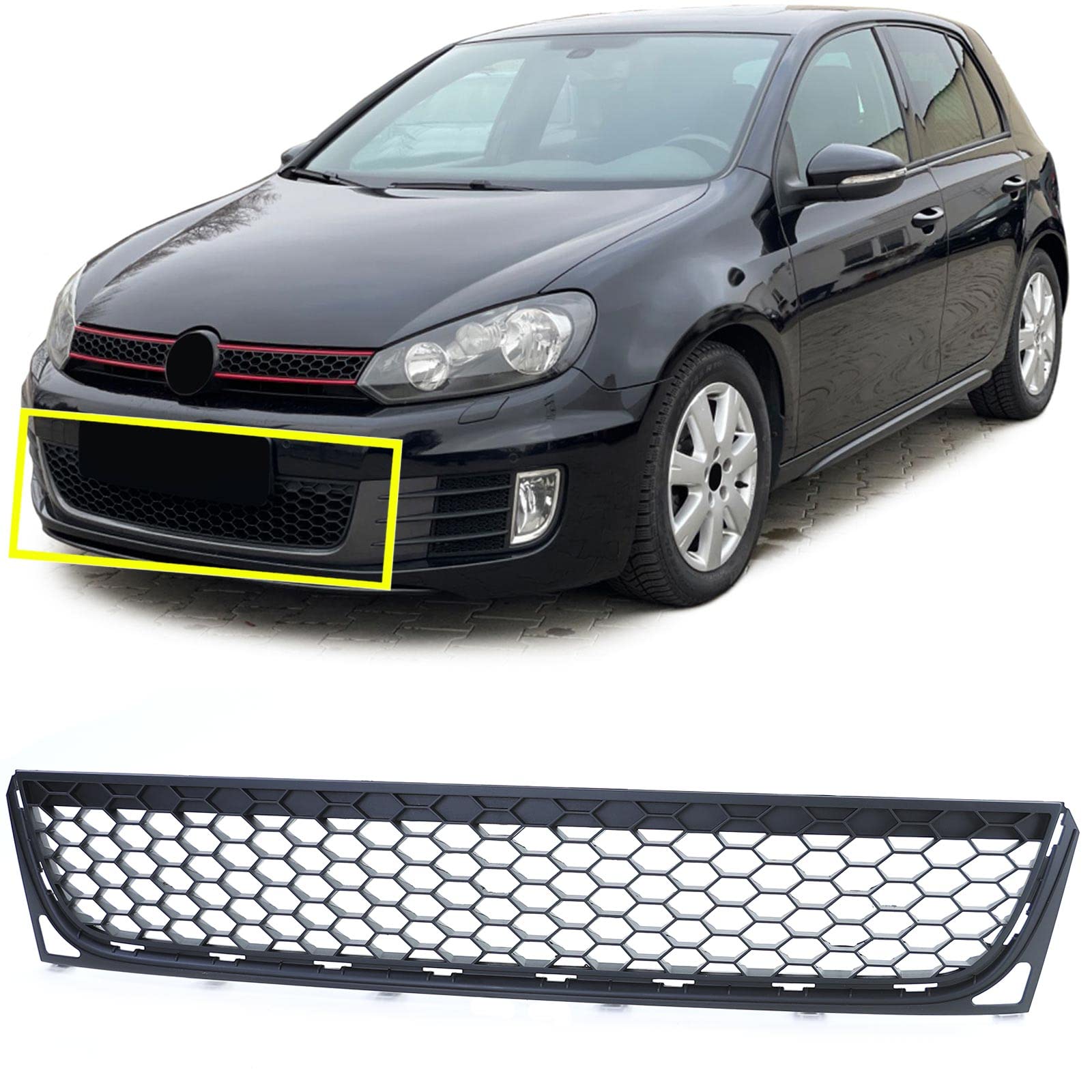 Waben Gitter Kühlergrill Stoßstange passend für VW Golf 6 08-12 GTI GTD von Tenzo-R