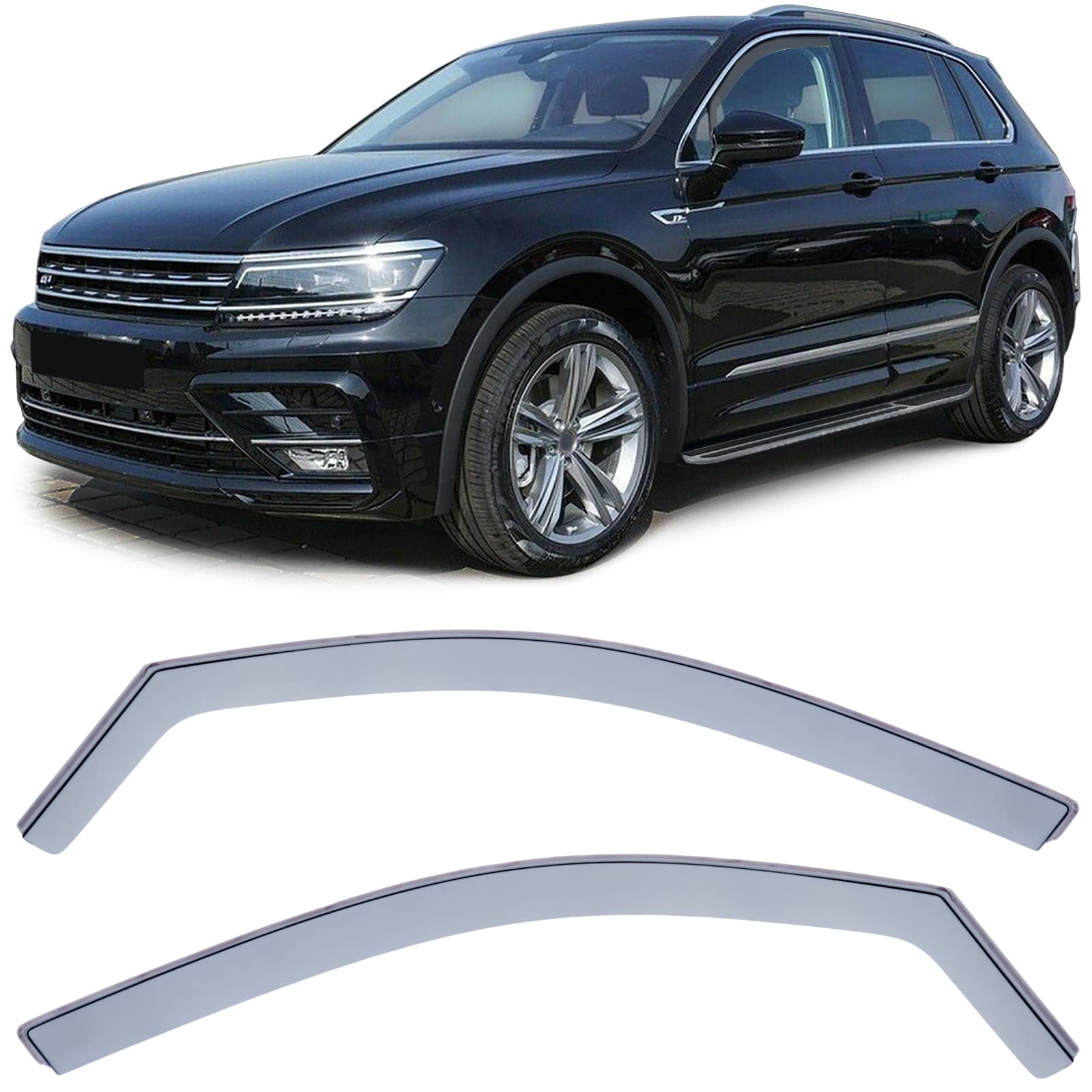 Windabweiser Regenabweiser Windschutz Schwarz Smoke für VW Tiguan 2 AD1 ab 16 von Tenzo-R