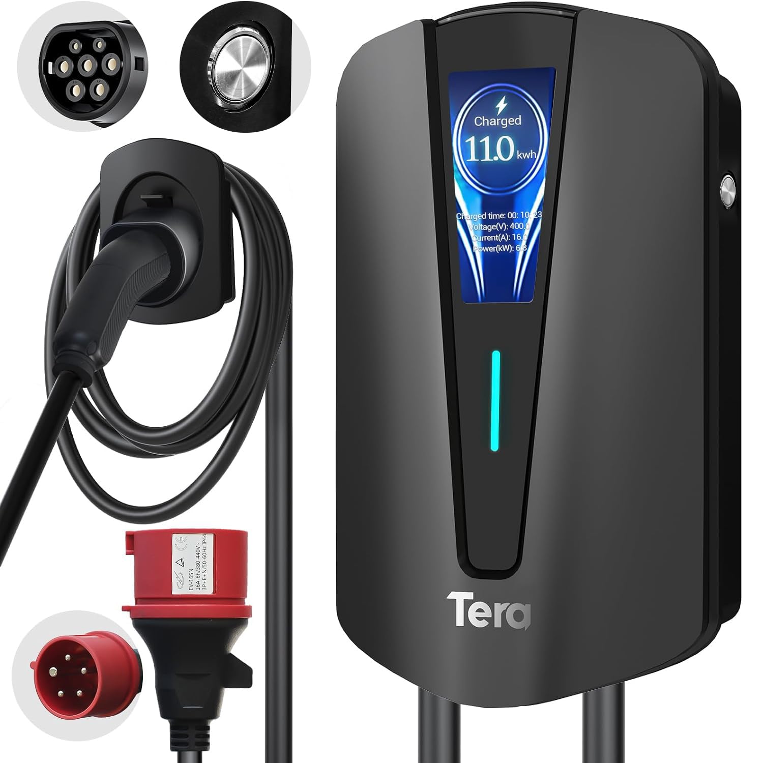 Tera EV Ladegerät 𝗧𝘆𝗽 𝟮 𝟭𝟭𝗞𝗪 Heim-Ladestation Wallbox Ladekabel Elektroauto mit Kabelhalterung Ladekabel 3-Phasig CEE Stecker 16A 400V Kabel für Elektrofahrzeuge und Plug-in-Hybrid-Autos, Q8 Tera EV Ladegerät 𝗧𝘆𝗽 𝟮 𝟭𝟭𝗞𝗪 Heim-Ladestation Wallbox Ladekabel Elektroauto mit Kabelhalterung Ladekabel 3-Phasig CEE Stecker 16A 400V Kabel für Elektrofahrzeuge und Plug-in-Hybrid-Autos, Q8 von Tera