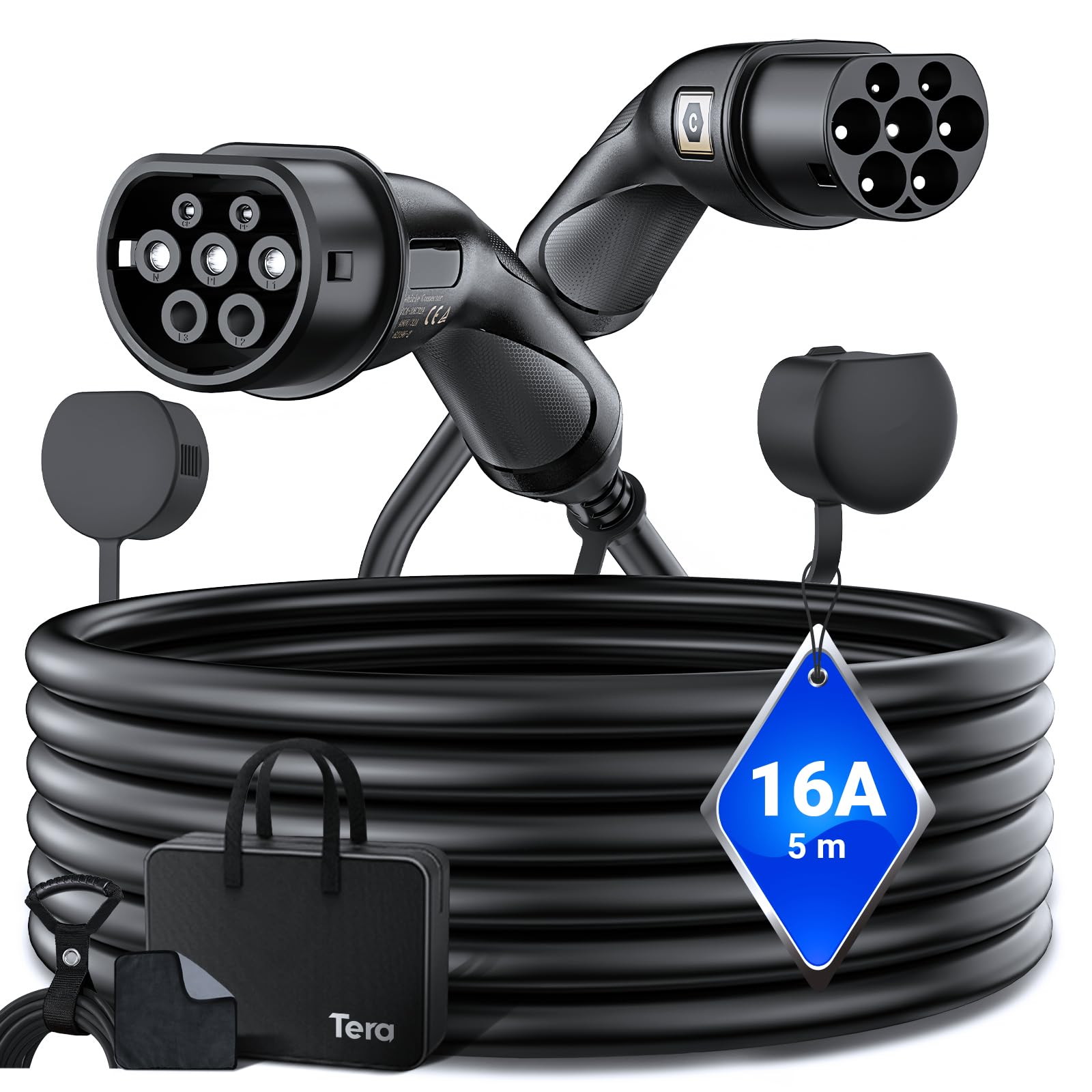 Tera EV Ladekabel Typ 2: 3,6KW 16A 5Meter 1-Phasen Typ 2 zu Typ 2 Mennekes IP55 Schnellladen Ladekabel Elektroauto Typ 2 für E-Auto EV/PHEV Deutsche Bedienungsanleitung DC-16A-5 Schwarz Tera EV Ladekabel Typ 2: 3,6KW 16A 5Meter 1-Phasen Typ 2 zu Typ 2 Mennekes IP55 Schnellladen Ladekabel Elektroauto Typ 2 für E-Auto EV/PHEV Deutsche Bedienungsanleitung DC-16A-5 Schwarz von Tera