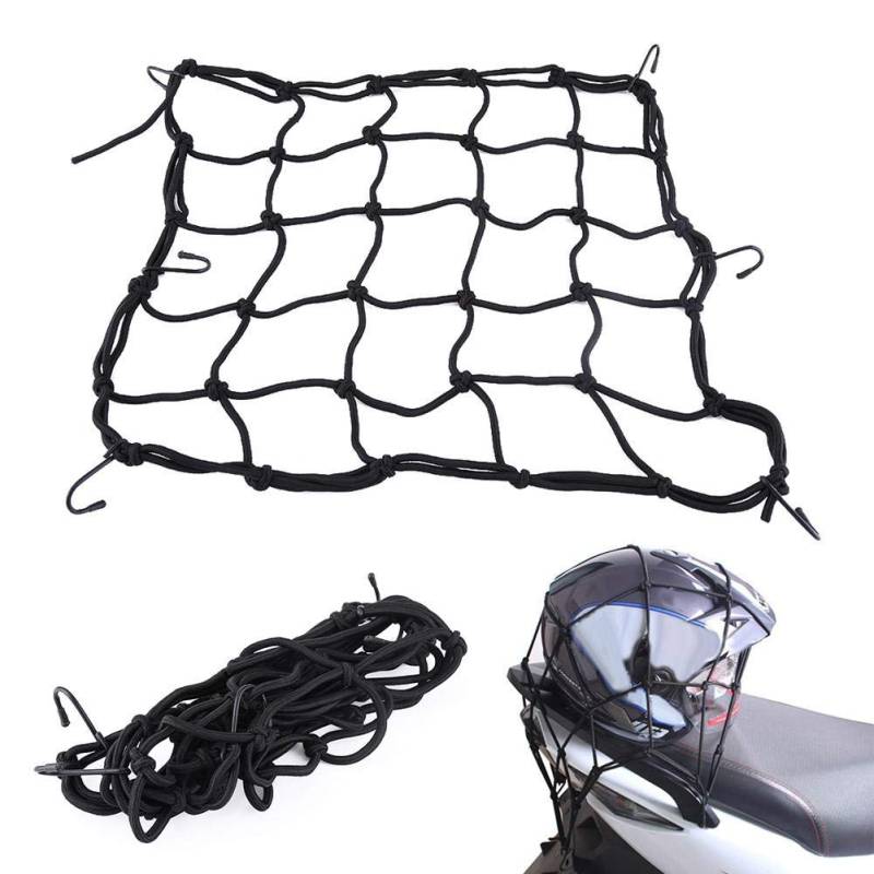 Frachtnetz mit 6 verstellbaren Haken Motorradgepäck-Bungee-Netz Elastisches Maschennetz Universelle Passform für Motorrad-Scooter-Quad (ATV) von Terisass