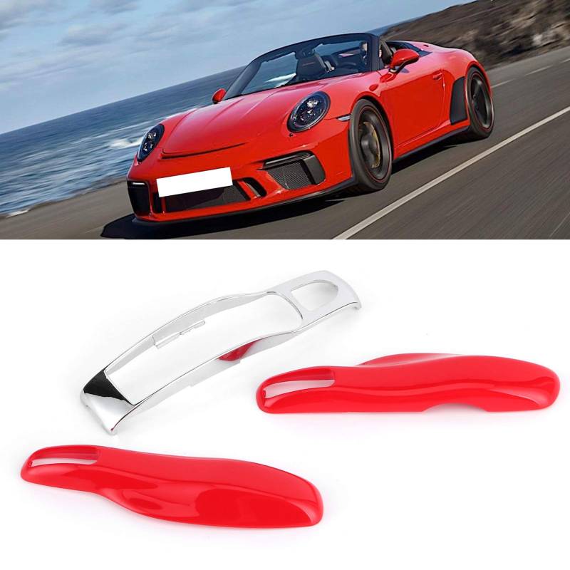 Schlüsselanhänger Keyless Entry Remote Shell Gehäuseabdeckung Protector Fit für Macan Panamera 911 Boxster Cayman(Rot + Silber) von Terisass