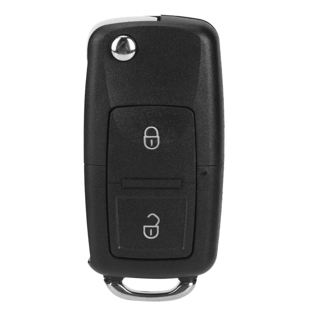 Terisass 434MHz 2 Tasten Flip Floding Keyless Entry Remote Autoschlüssel mit ID48 Chip 1J0959753CT Fit für Vario 2000 2001 2002 2003 2004 2005 2006 2007 2008 Schwarz Farbe ABS Material von Terisass