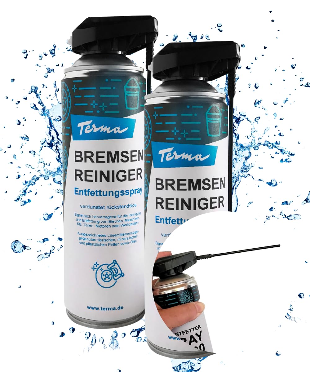 Terma Bremsenreiniger Acetonfrei Kanister + Pumpsprühflasche, Pumpsprüher, Entfetter, Vorreiniger für Werkstatt (Spraydose Bremsenreiniger 500ml) von Terma