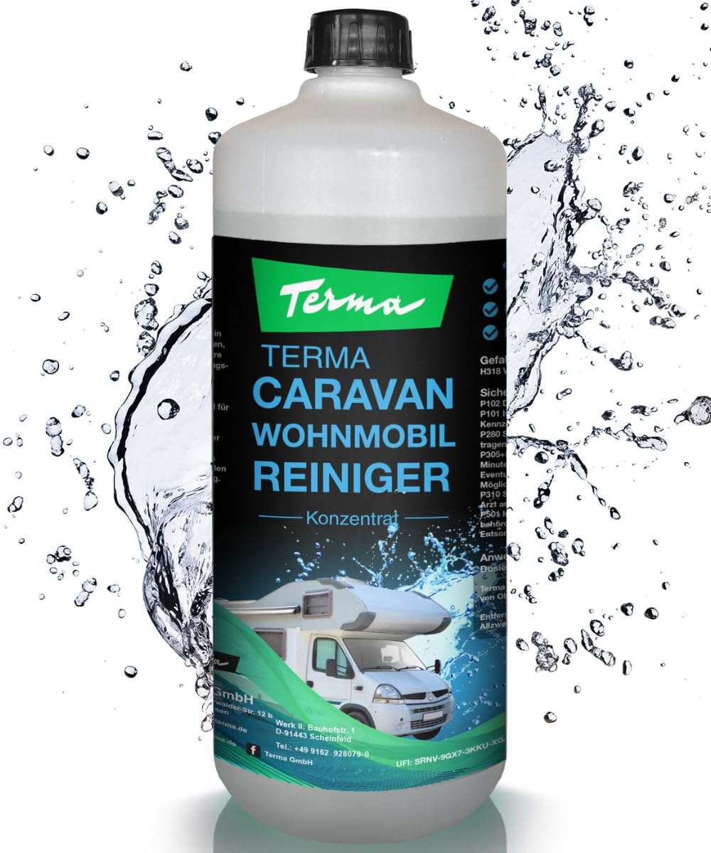 Terma Universal Caravan Wohnwagen Reiniger 1l Extra Starkes Konzentrat Made in Germany Wohnwagen Reiniger aussen und Innenreiniger Boden, Regenstreifen entferner, Vorzeltreiniger, Wohnmobil von Terma