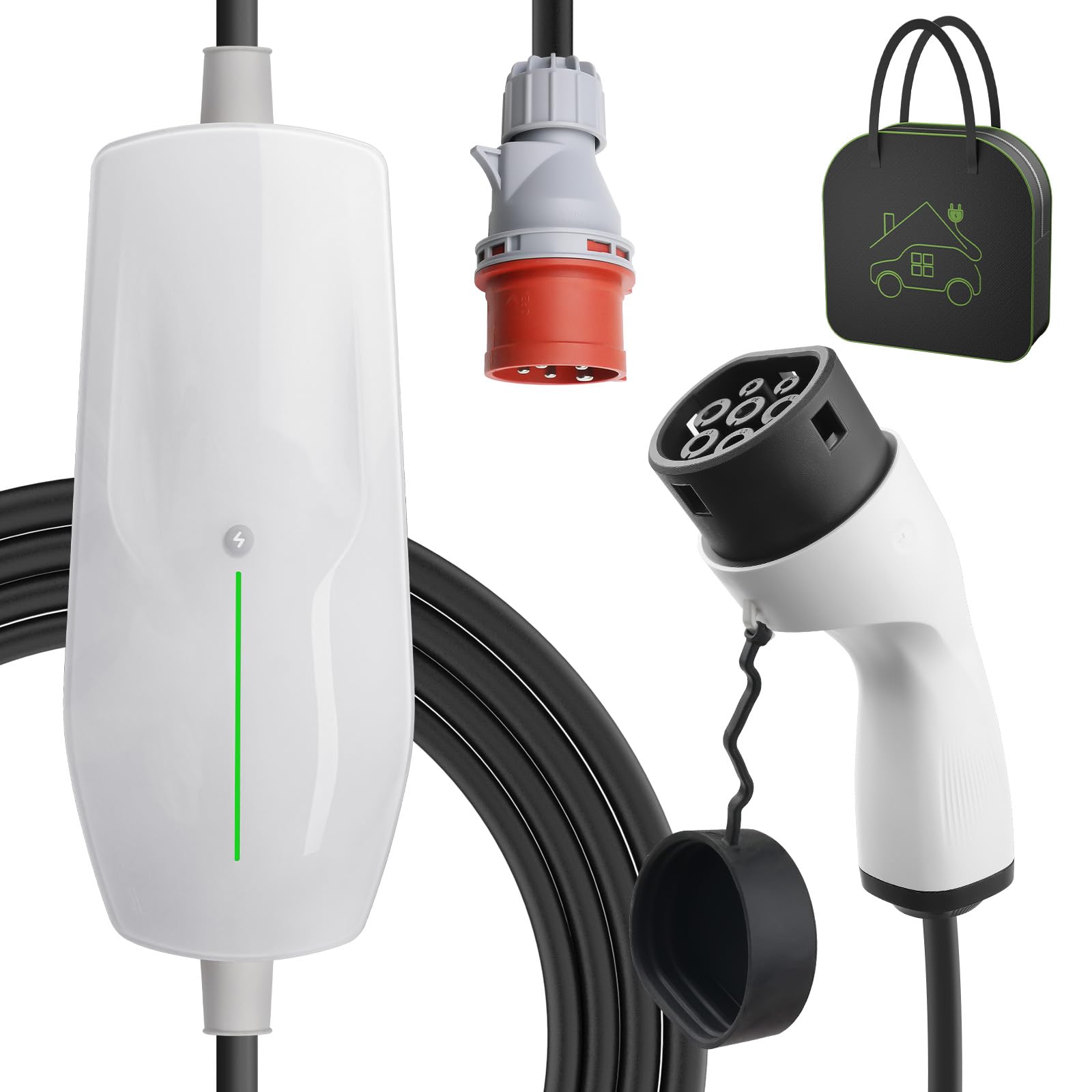 Teskee Mobile Wallbox 11kW Typ 2 Ladekabel EV Ladegerät für alle Elektrofahrzeugen EV PHEV | Max. 11kW 16Amp 6 Meter in Länge 3-Phasig CEE Stecker von Teskee