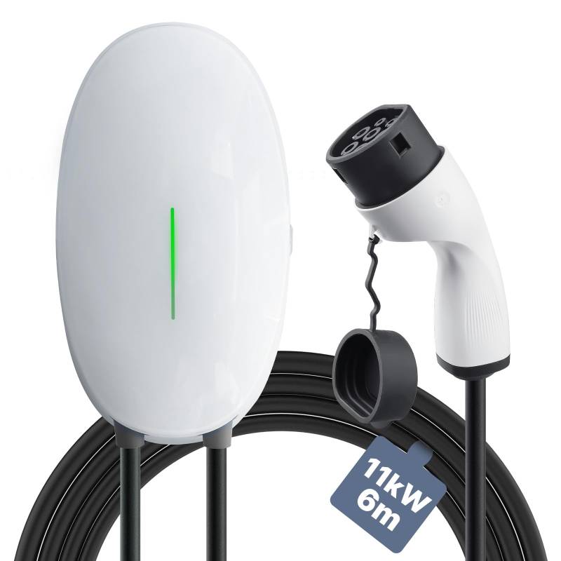 Teskee EV-Ladegerät Typ 2 Wallbox Home Smart EV-Autoladestation für alle Elektrofahrzeuge und Plug-in-Hybridautos im Außen- und Innenbereich | Max. 11 kW 16 A 6 Meter 3-phasig von Teskee