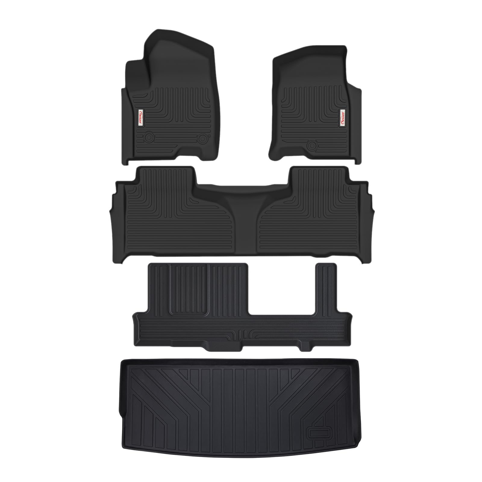 TESSON Fußmatten, 3-reihiges Auskleidungsset, schwarz, passgenau für 8 Sitze 2021–2023 Chevy Chevrolet Tahoe/GMC Yukon mit 2. Reihe Sitzbank, Allwetter-TPE-Gummi-Automatten Teppich TESSON Fußmatten, 3-reihiges Auskleidungsset, schwarz, passgenau für 8 Sitze 2021–2023 Chevy Chevrolet Tahoe/GMC Yukon mit 2. Reihe Sitzbank, Allwetter-TPE-Gummi-Automatten Teppich von Tesson