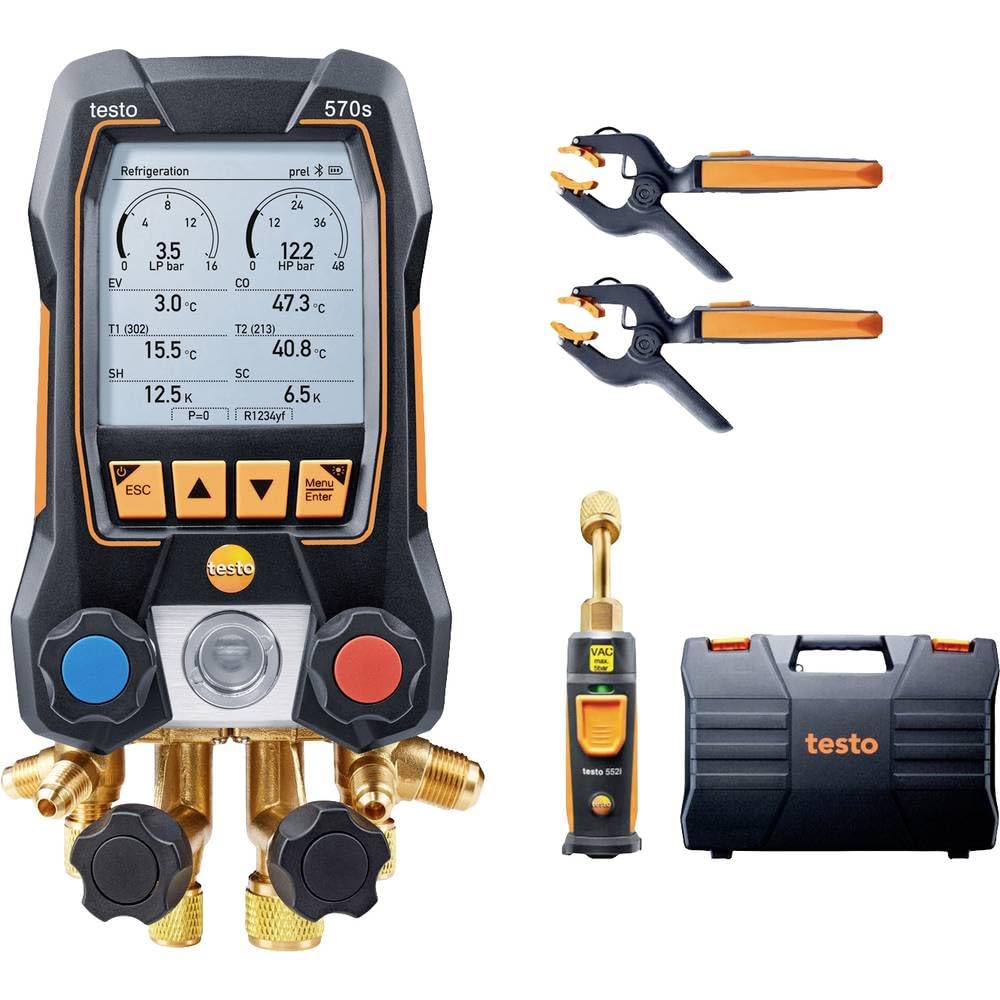 Testo 570s Krümmermessgeräte HVAC - Mikron-Messgerät zur Langzeitmessung an Klimaanlage, Wärmepumpen - Mikrometer-Messgerät HVAC 4-Wege-Ventil und USB-C - Kältemittelmessgerät Bluetooth, Testo 570s Krümmermessgeräte HVAC - Mikron-Messgerät zur Langzeitmessung an Klimaanlage, Wärmepumpen - Mikrometer-Messgerät HVAC 4-Wege-Ventil und USB-C - Kältemittelmessgerät Bluetooth, von Testo AG
