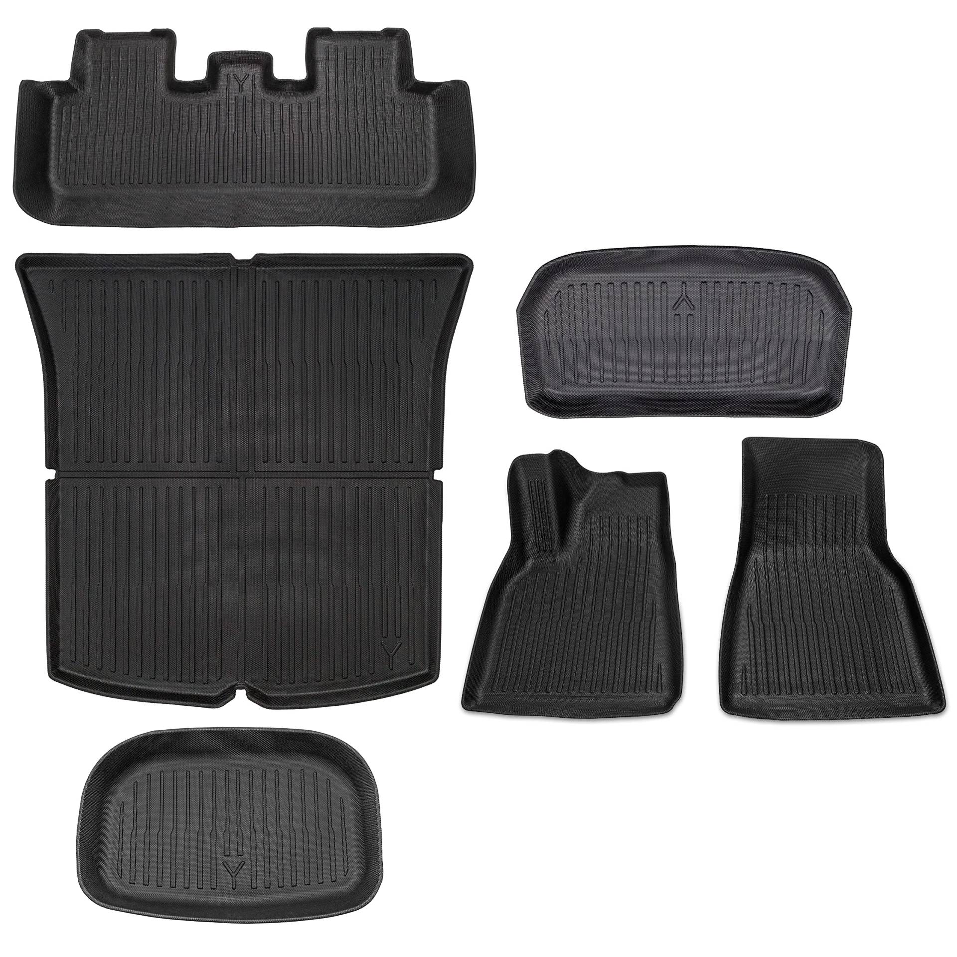 Tesvolution® Fußmatten Gesamtset Gummimatte Set für Tesla Model Y vorne und hinten- 2021 + 2022 + 2023 + 2024 - Automatte Set wasserdichtes Zubehör von Tesvolution