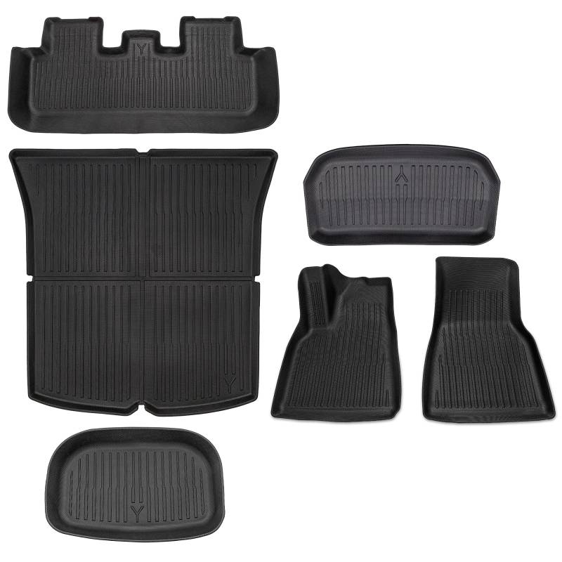 Tesvolution® Fußmatten Gesamtset Gummimatte Set für Tesla Model Y vorne und hinten- 2021 + 2022 + 2023 + 2024 - Automatte Set wasserdichtes Zubehör von Tesvolution