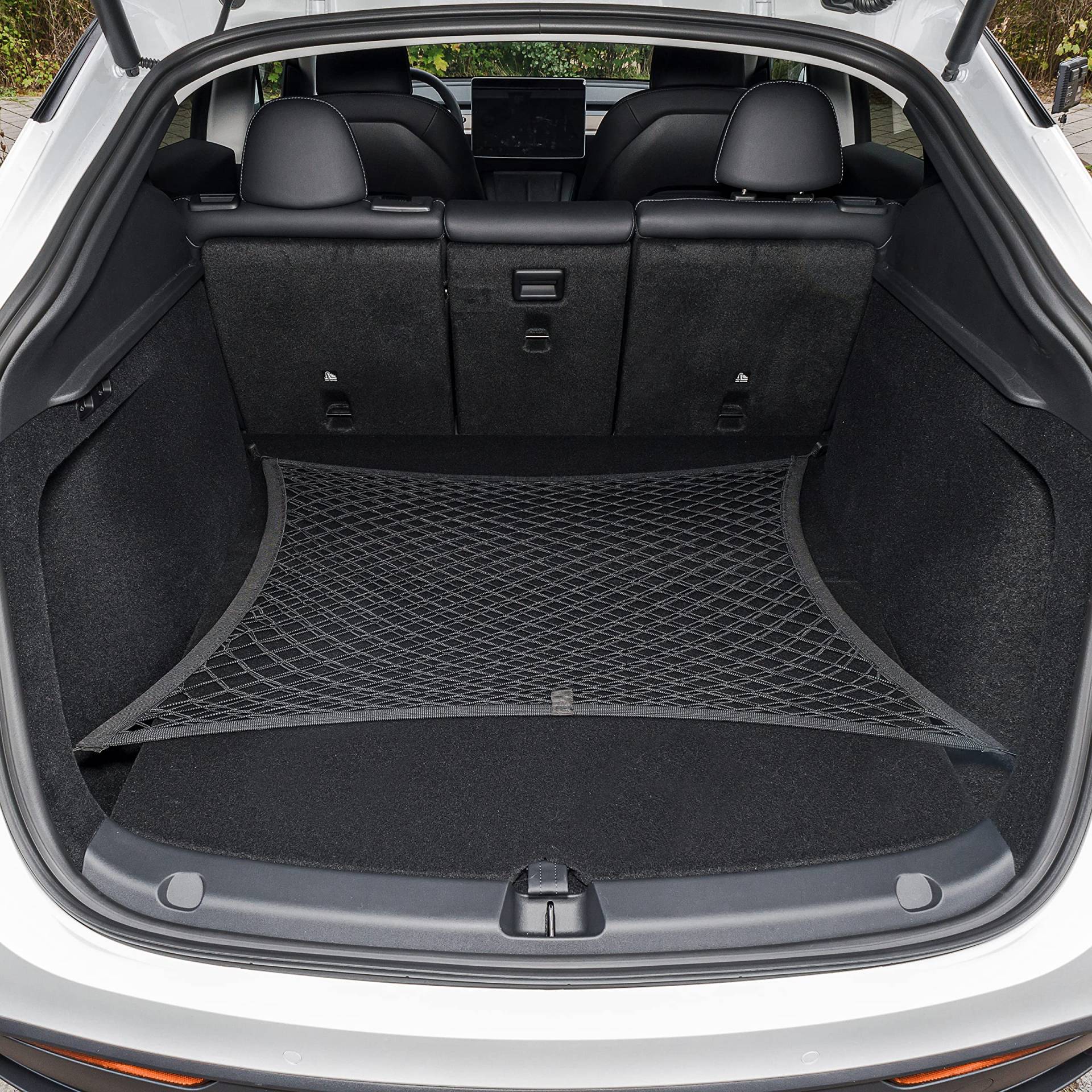 Tesvolution® Gepäcknetz für Kofferraum des Tesla Model Y BJ 2022 +2023 + 2024 + 2025 - Kofferraumnetz als Staunetz - Zubehör zum Verstauen Gepäck von Tesvolution