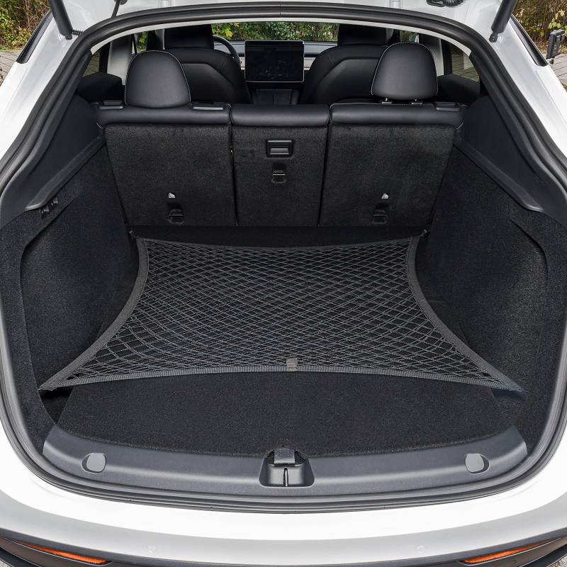 Tesvolution® Gepäcknetz für Kofferraum des Tesla Model Y BJ 2022 +2023 + 2024 + 2025 - Kofferraumnetz als Staunetz - Zubehör zum Verstauen Gepäck von Tesvolution