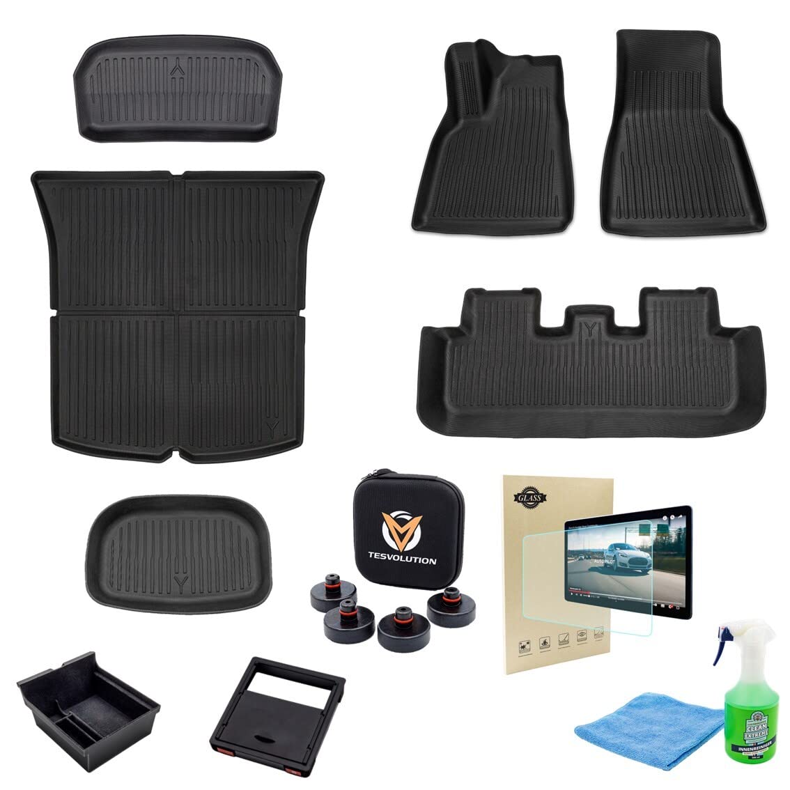 Tesvolution Tesla Model Y Basic Zubehör Paket - Made by Accessories mit Fußmatten und Kofferraummatte Set für BJ 2022 + 2023 + 2024- Tuning Tesvolution Tesla Model Y Basic Zubehör Paket - Made by Accessories mit Fußmatten und Kofferraummatte Set für BJ 2022 + 2023 + 2024- Tuning von Tesvolution