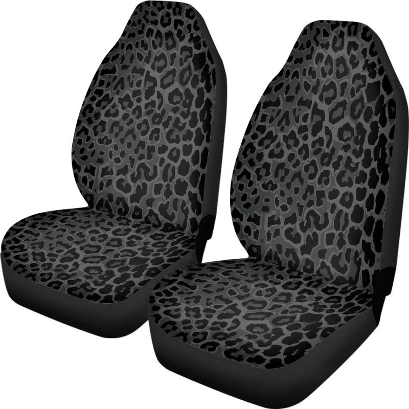 Tevecatos Autositzbezug mit Leopardenmuster, Auto-Dekoration, Zubehör für Damen und Herren, universeller Vordersitzbezug für Autos, SUVs, LKWs, Schwarz von Tevecatos