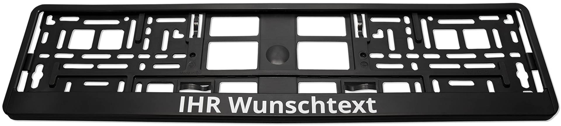 KENNZEICHENHALTER semi matt schwarz mit individuellem WUNSCHTEXT direkt Bedruckt - Keine Folie – 2er-Set Kennzeichenhalter mit Wunschtext von Texmacher