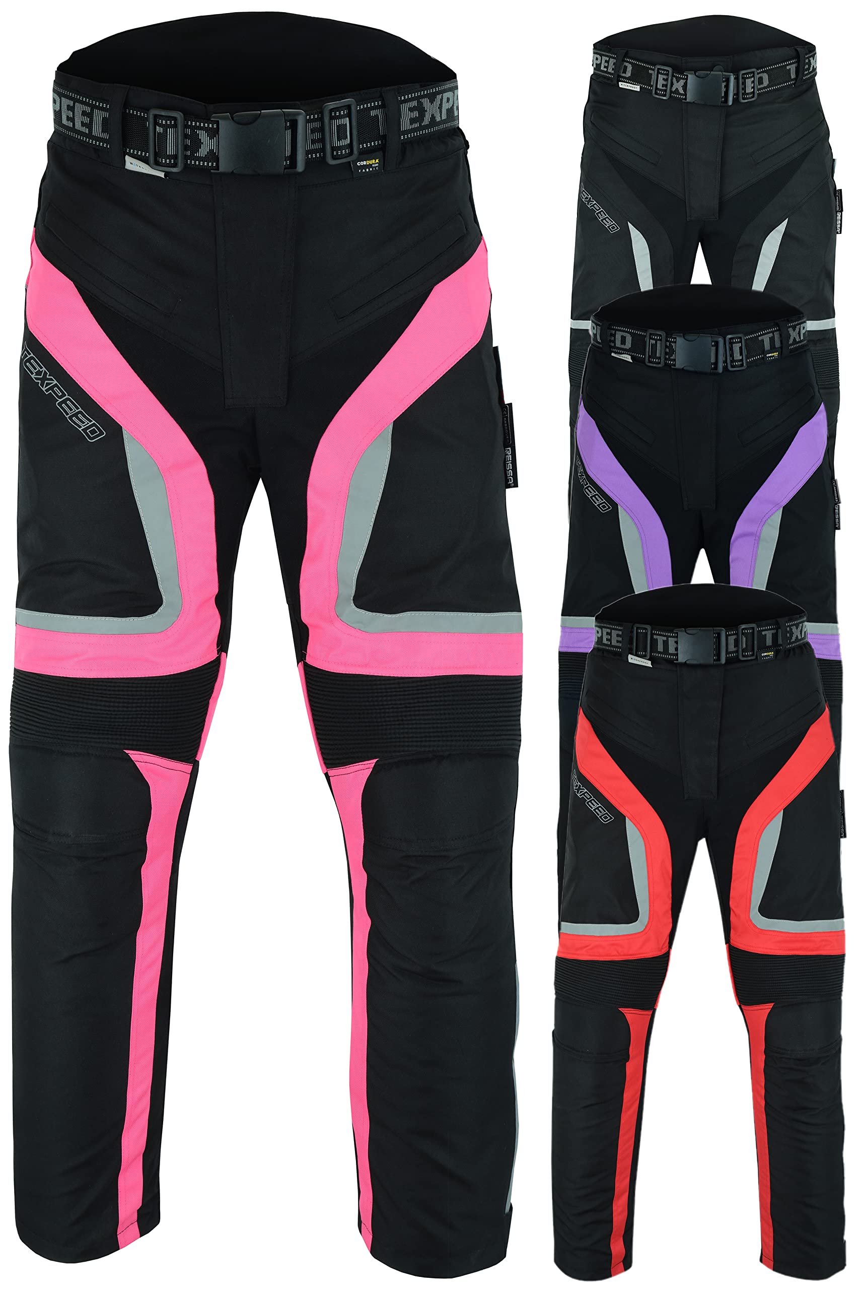 Texpeed Motorradhose Damen Mit Protektoren - Wasserdicht Motorroller Textil Für Sommer oder Winter - Zertifiziert Rüstung (EN 1621-1) Rosa - M Taille/Kurz Bein von Texpeed