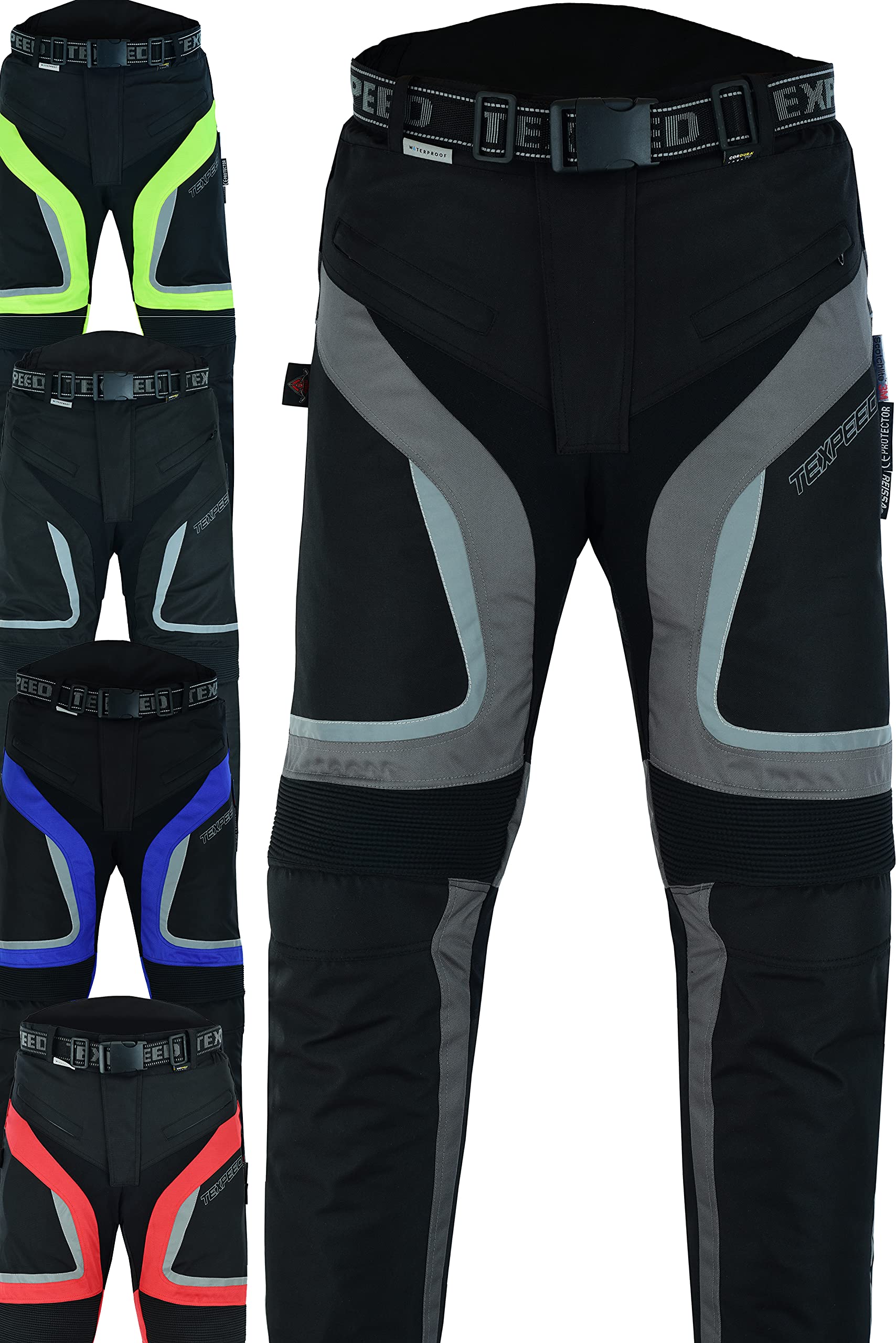 Texpeed Motorradhose Mit Protektoren Herren - Textil Wasserdicht Motorroller Motorrad Bikerin Mit Schutz Rüstung (EN 1621-1) Grau - 7XL Taille/Lang Bein von Texpeed