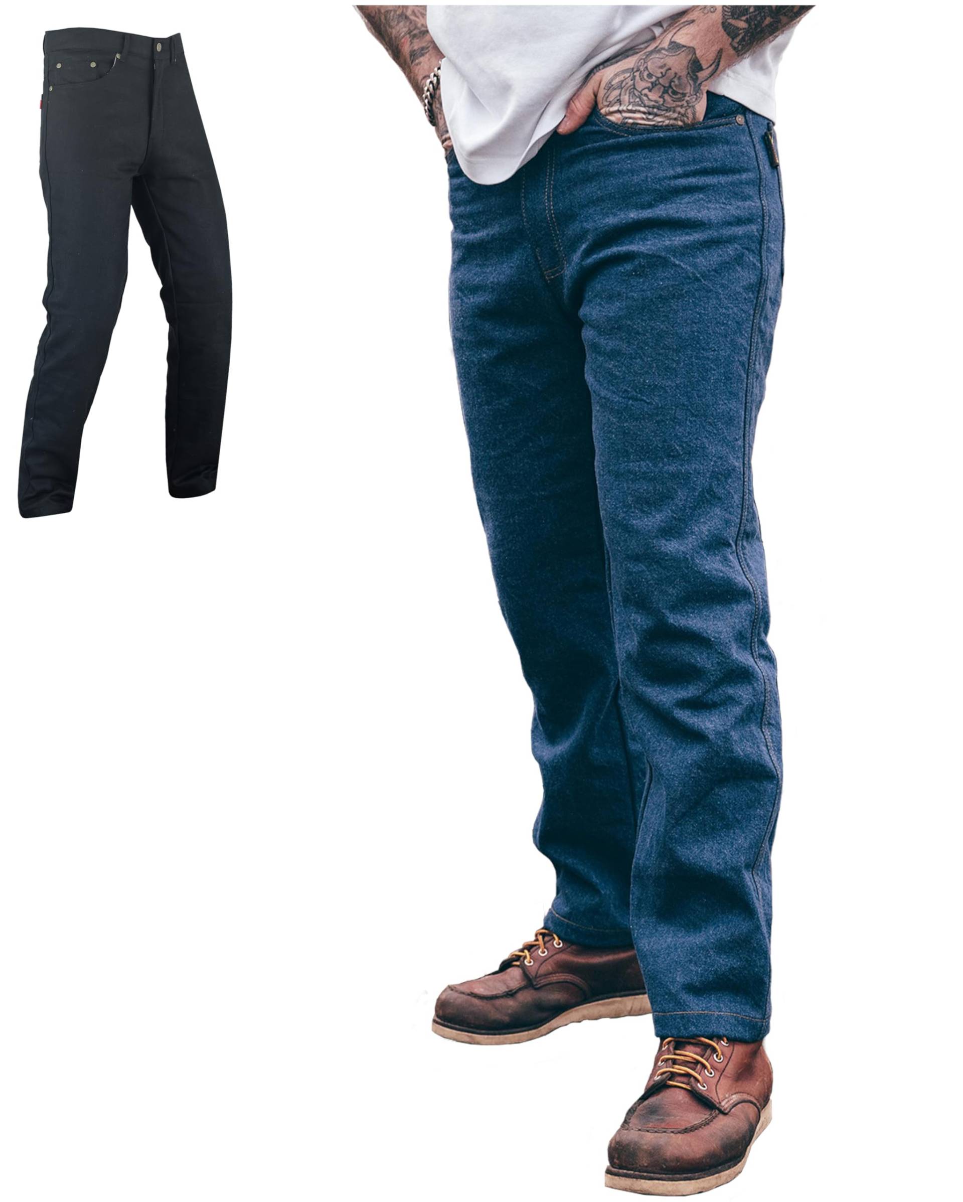 Texpeed Motorradhose mit Protektoren - Denim Schützende Aramid Jeans - Rüstung Schutz enthalten (EN 1621-1) - Sommer oder Winter - Gerade geschnitten - Blau - XXL Taille/Regülar Bein von Texpeed