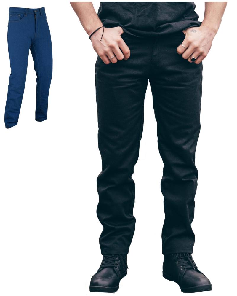 Texpeed Motorradhose mit Protektoren - Denim Schützende Aramid Jeans - Rüstung Schutz enthalten (EN 1621-1) - Sommer oder Winter - Gerade geschnitten - Schwarz - 5XL Taille/Kurz Bein von Texpeed
