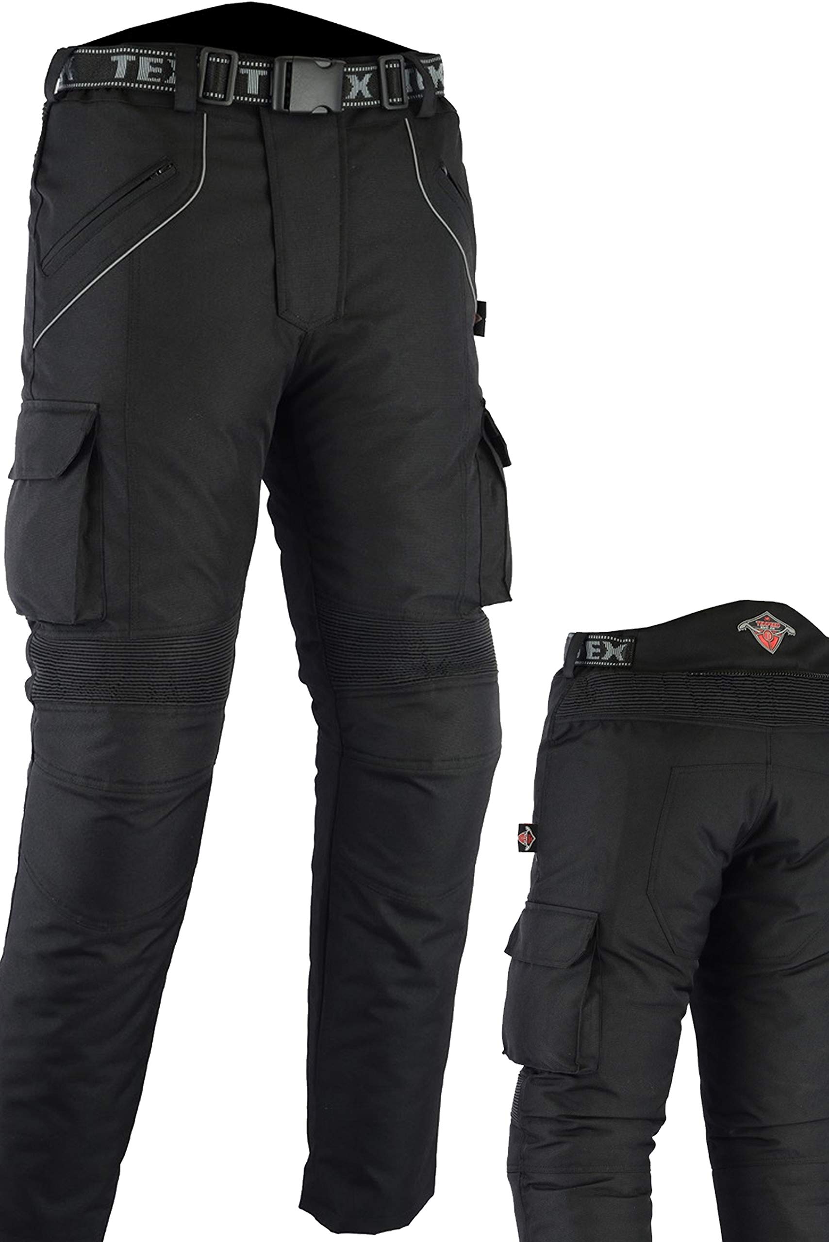 Texpeed Motorradhose mit protektoren herren - Textil Wasserdicht Motorroller Motorrad Bikerin Mit Schutz Rüstung (EN 1621-1) - Schwarz - (3XL Taille/Lang Bein) von Texpeed